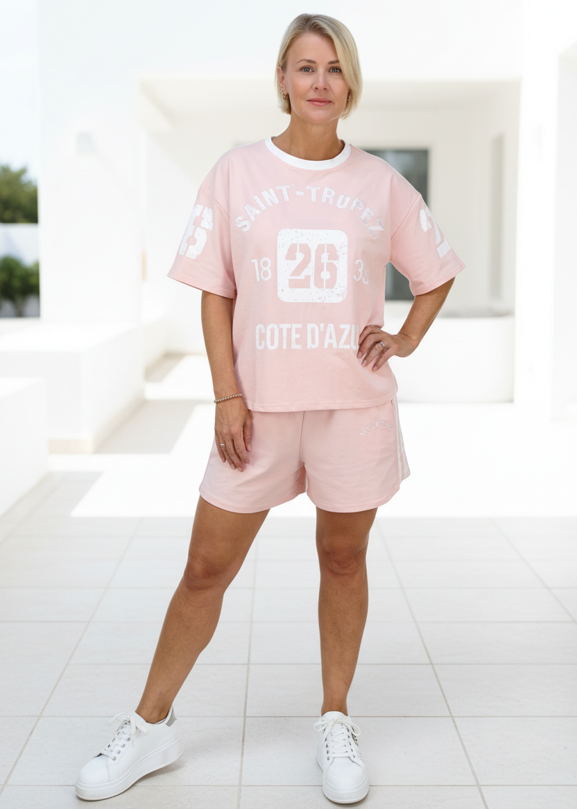 Zweiteiler Set "Saint-Tropez" zartrosa - Shorts & Shirt (38, 40, 42)