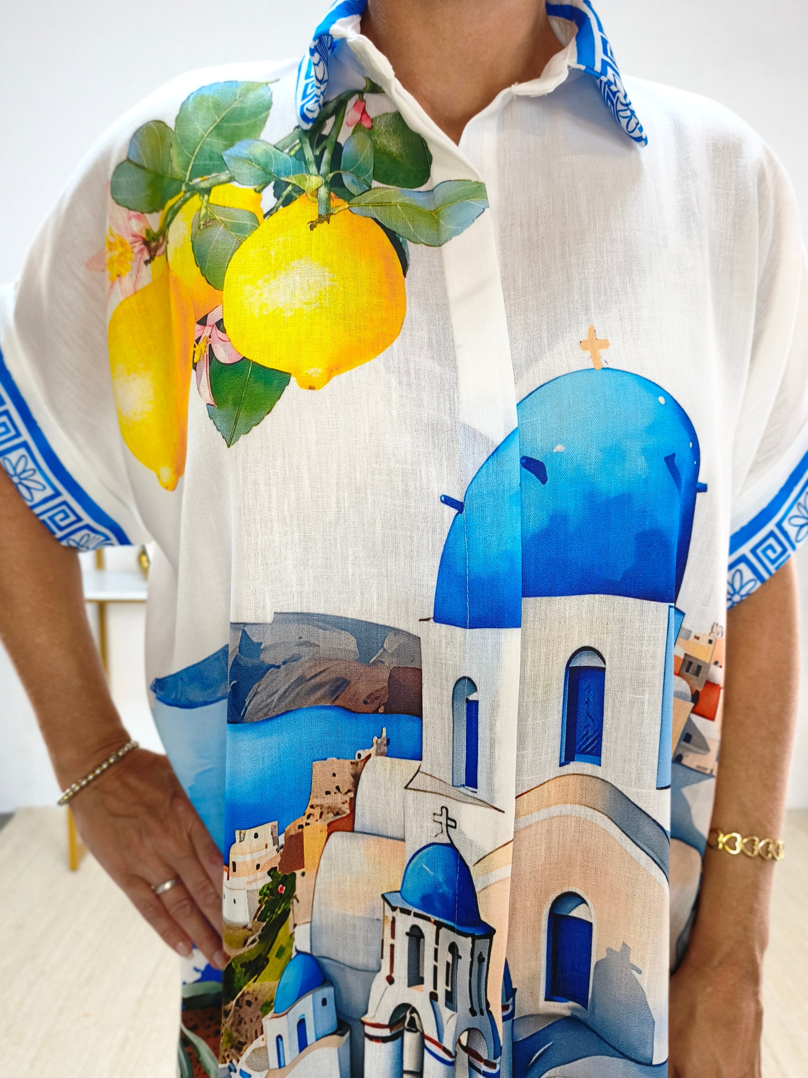Maxikleid "Santorin" mit aufwendigem Print mehrfarbig (38/40-46/48)