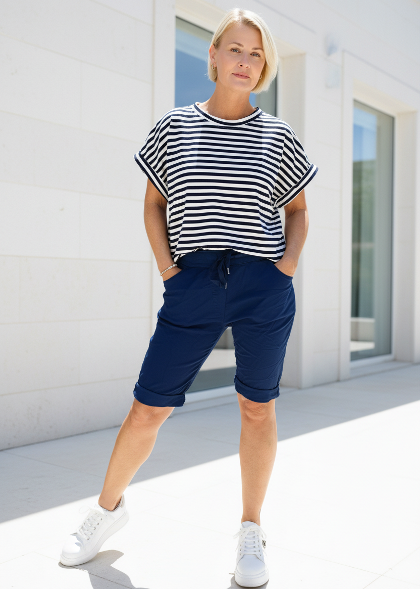 Elastische Shorts in Dunkelblau (38-44)
