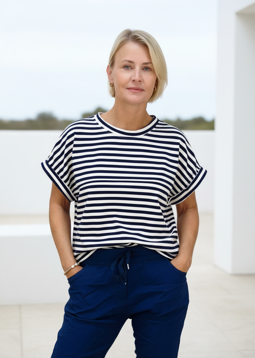 Shirt gestreift dunkelblau/weiss (38-42/44)