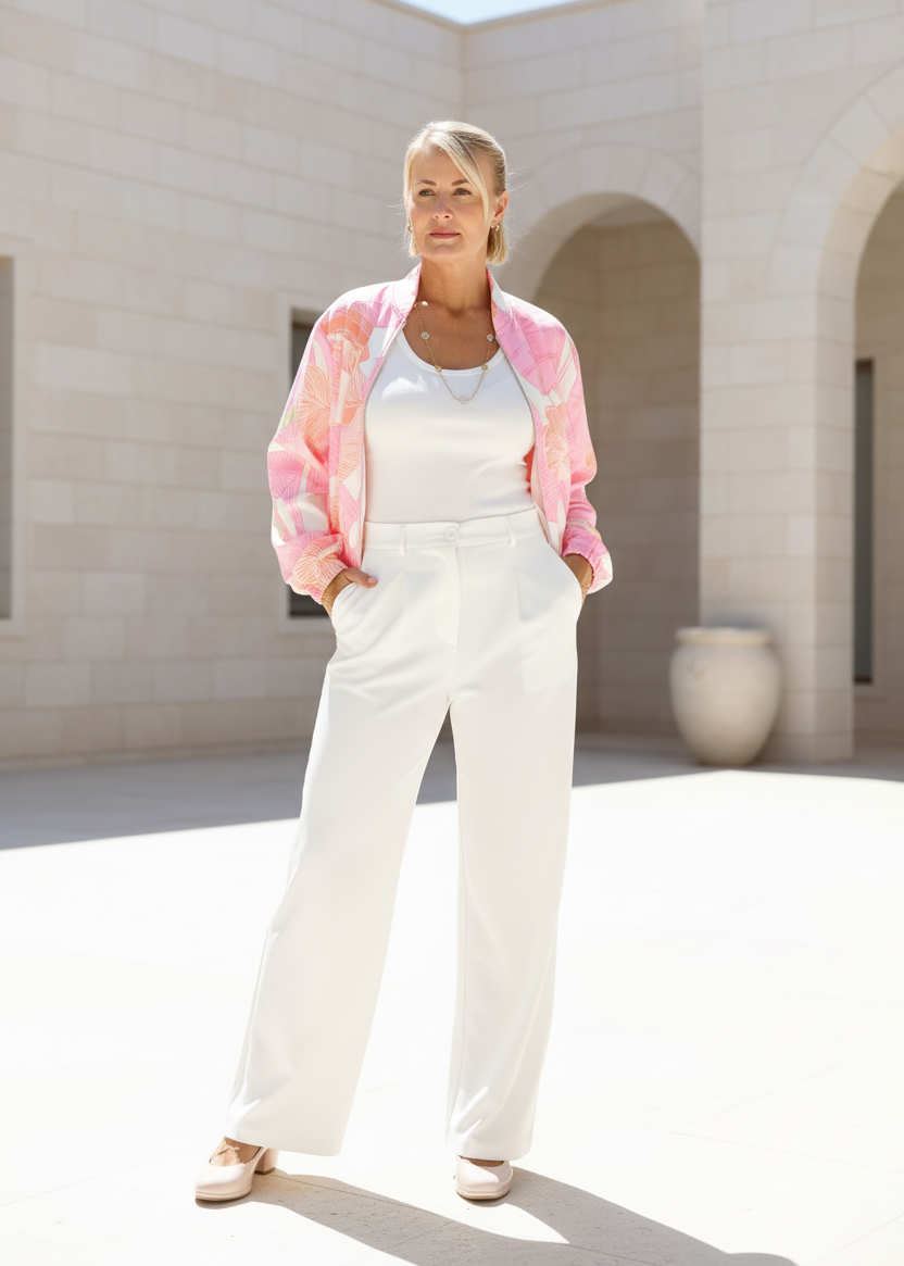 Kurzjacke "Vivien" weiss/rosa (36-42)