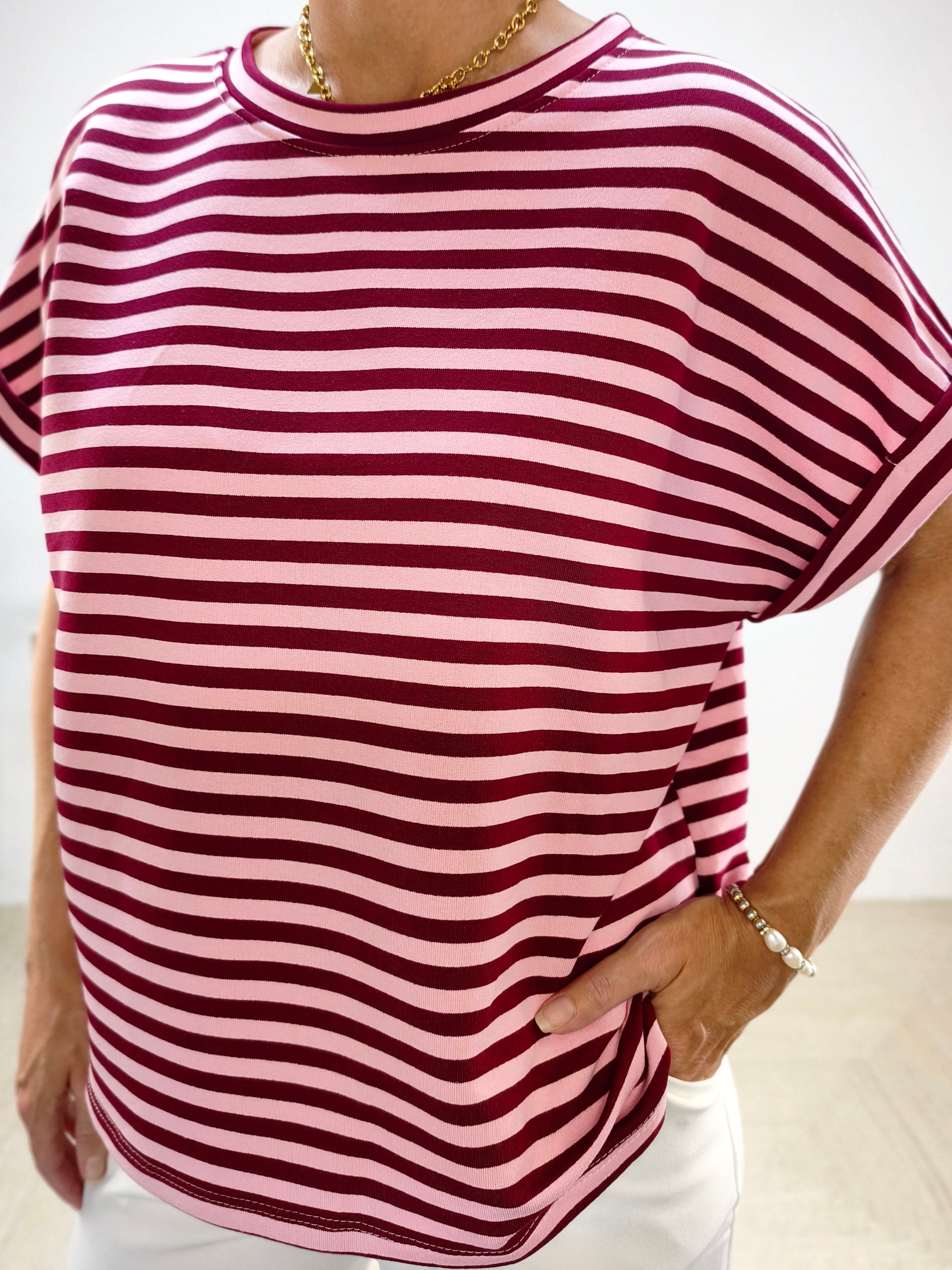Shirt gestreift rosa/burgundy (38-42/44)