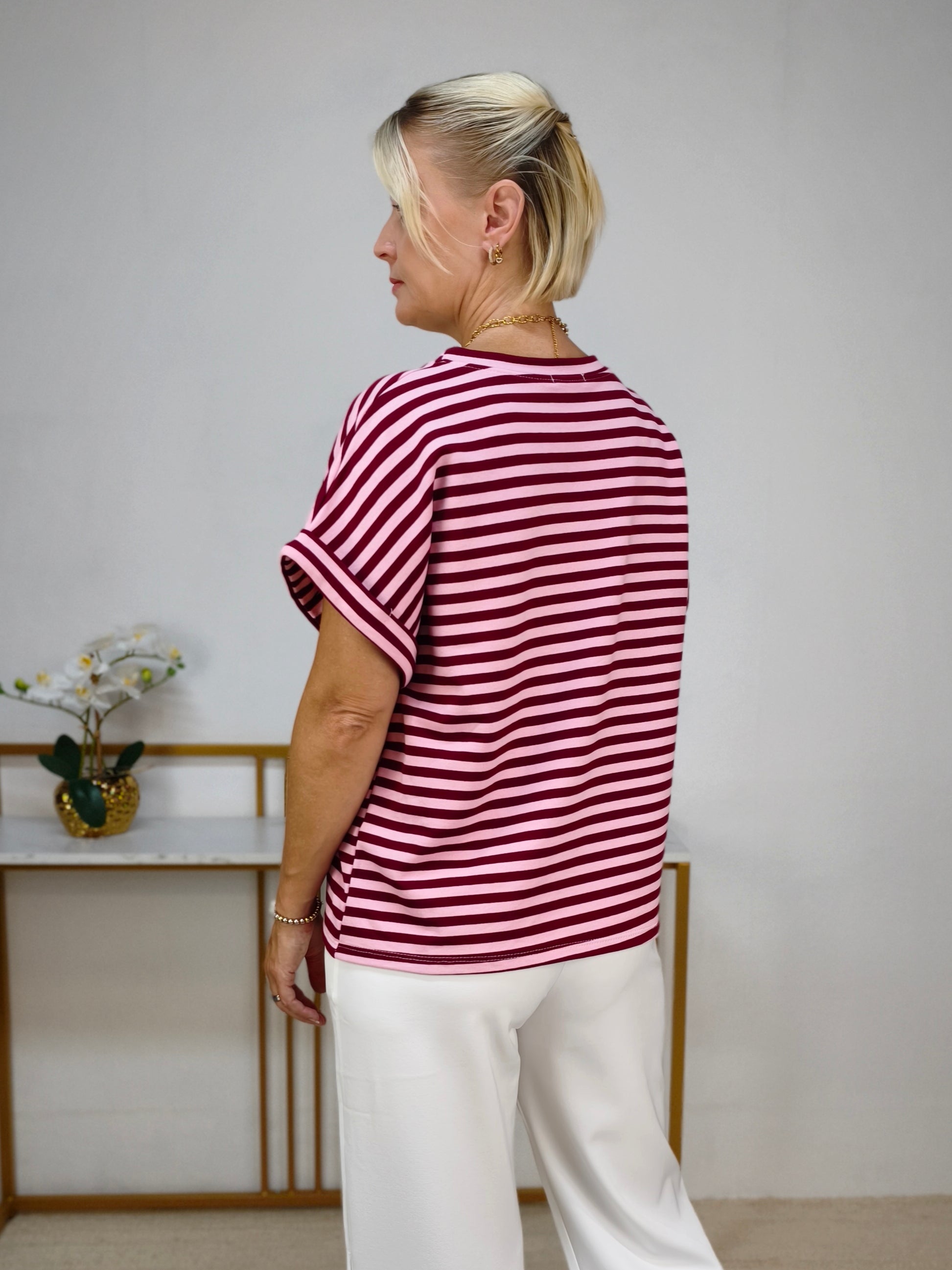 Shirt gestreift rosa/burgundy (38-42/44)