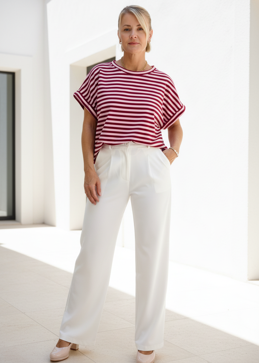 Shirt gestreift rosa/burgundy (38-42/44)