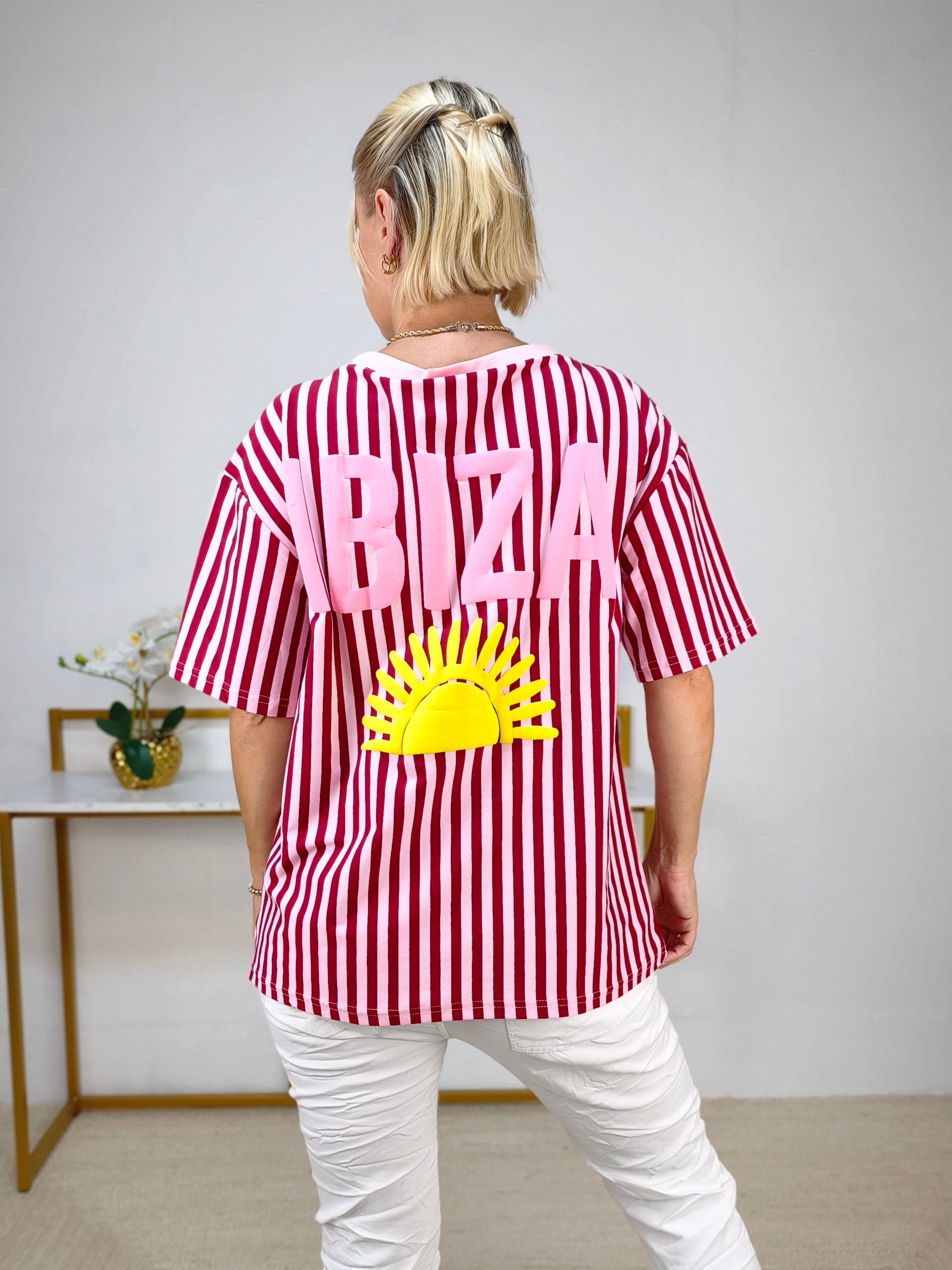 Shirt "Ibiza" gestreift rosa/burgundy (38/40 & 42/44)
