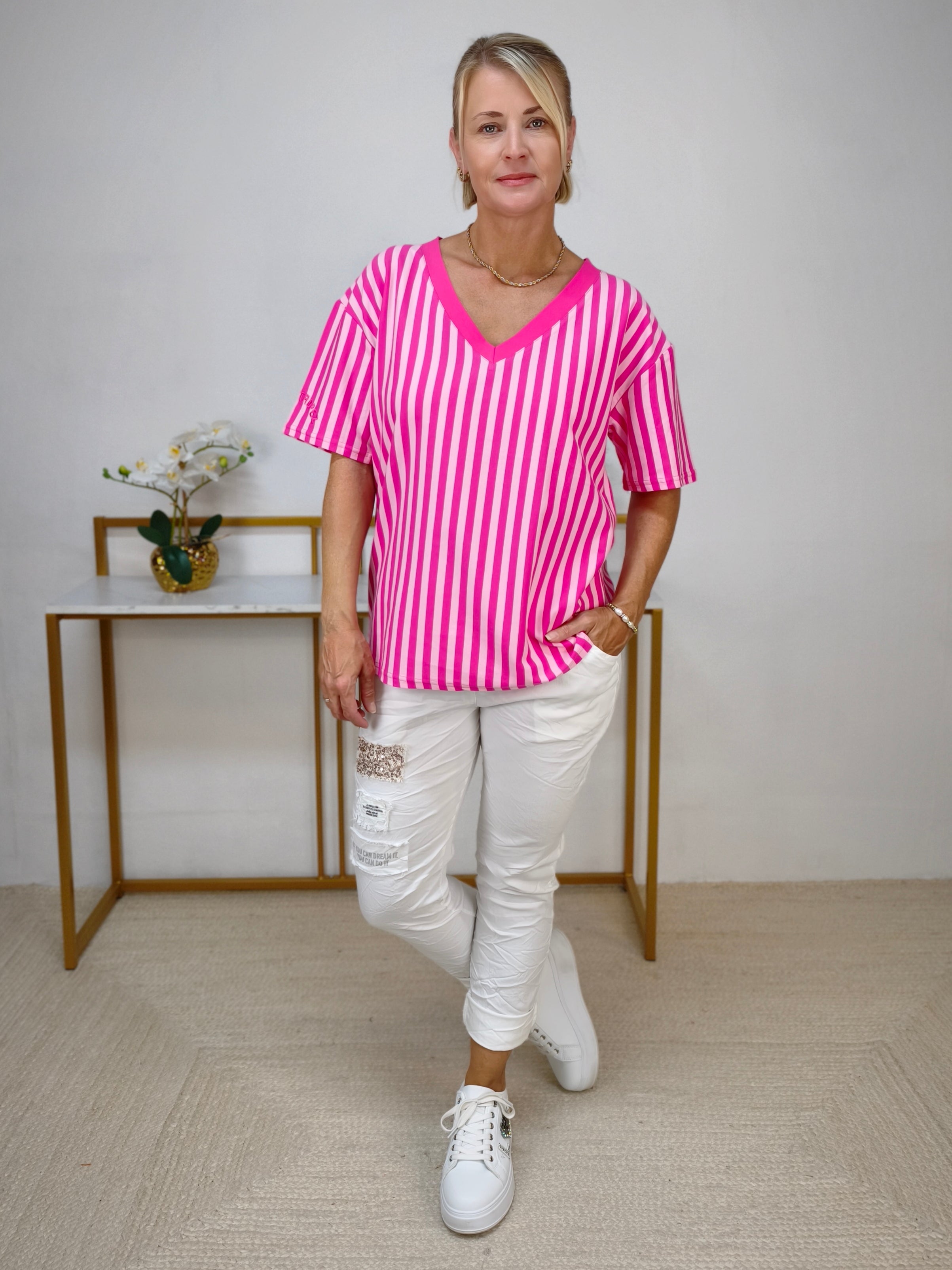 Shirt gestreift rosa/pink (38-42/44)