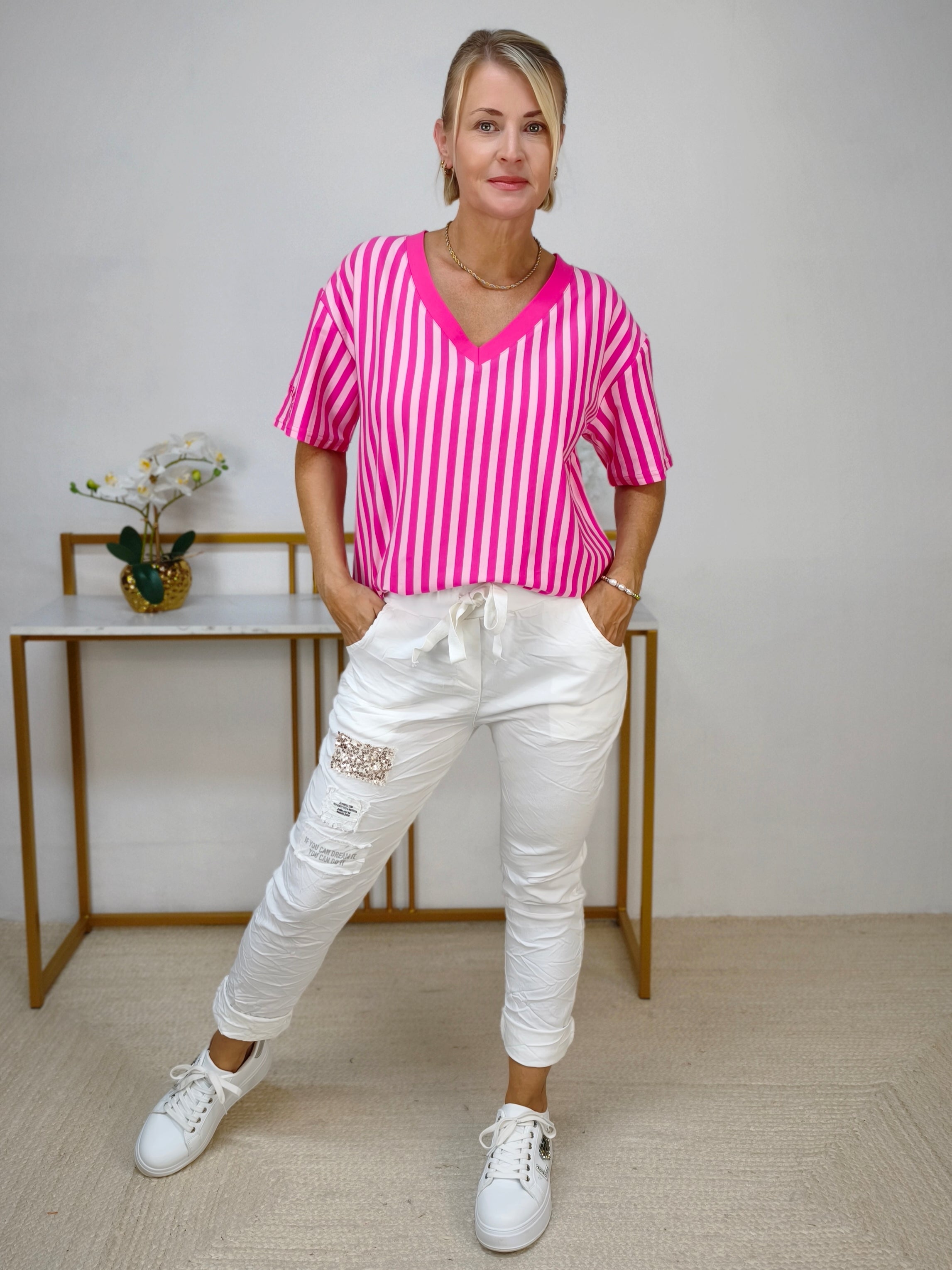 Shirt gestreift rosa/pink (38-42/44)