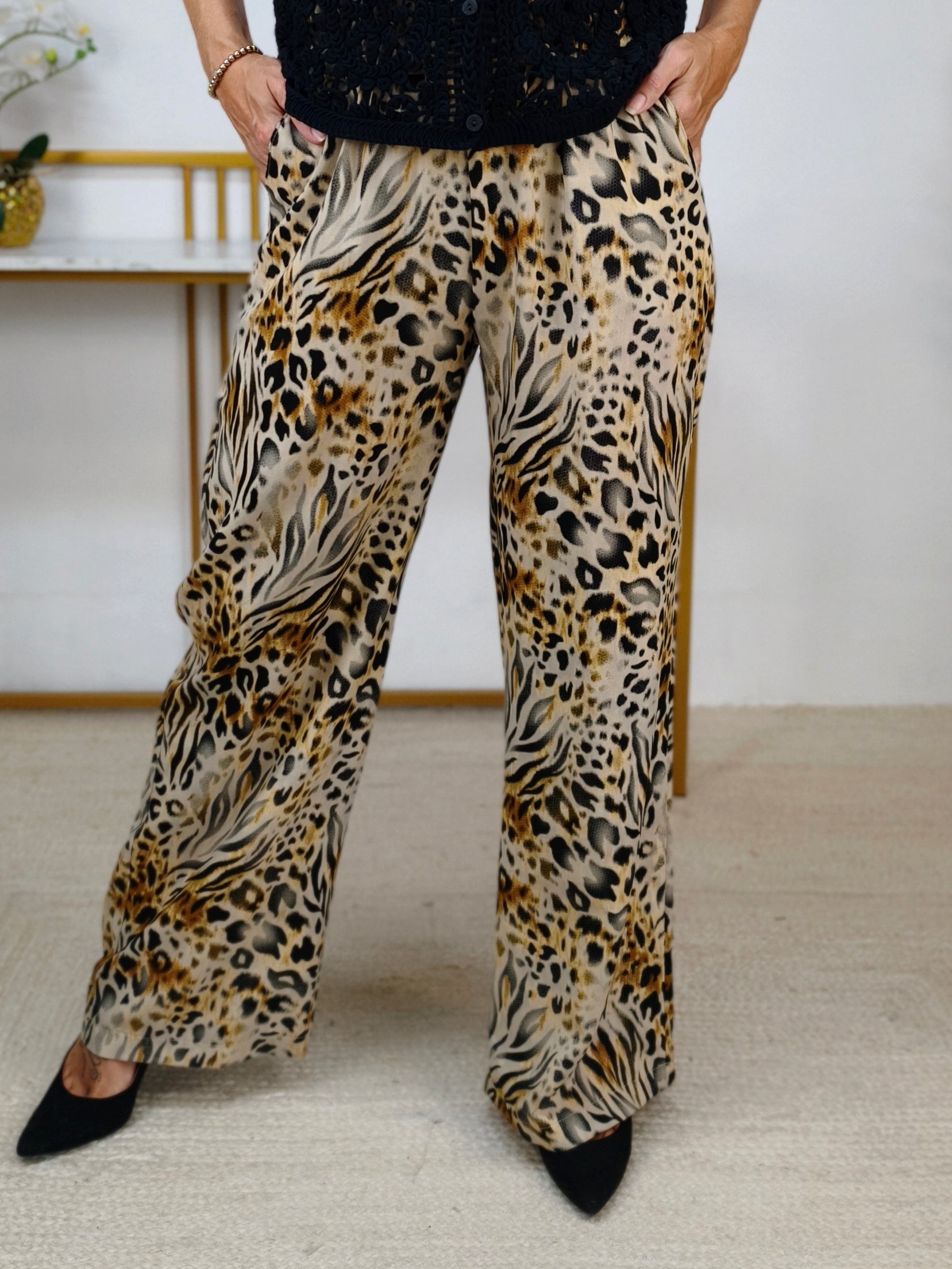 Leichte Marlene Hose "Mathilde" Beige Leo (36-40/42)