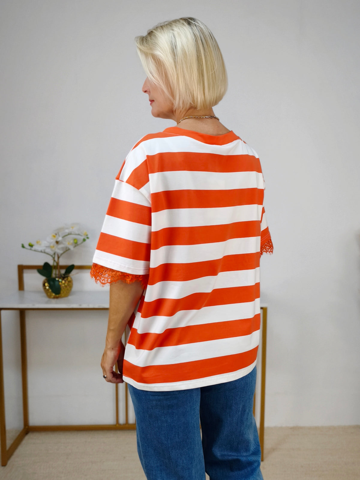 Shirt "Stripe" Orange/Weiss (38/40 & 42/44)
