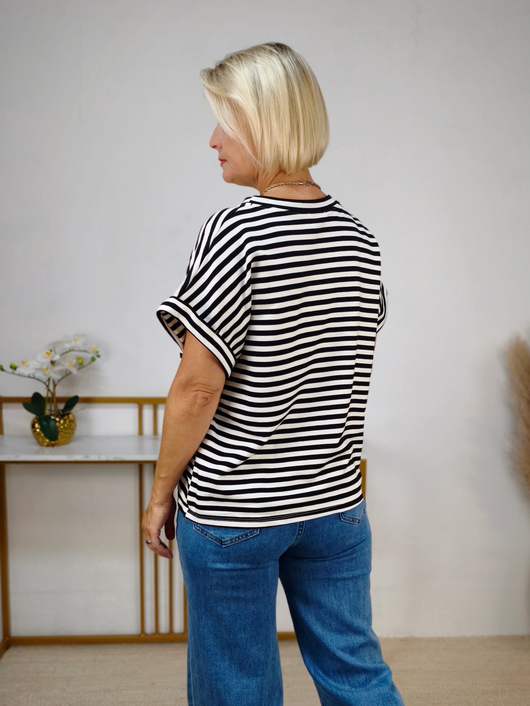 Shirt gestreift schwarz/weiss (38-42/44)