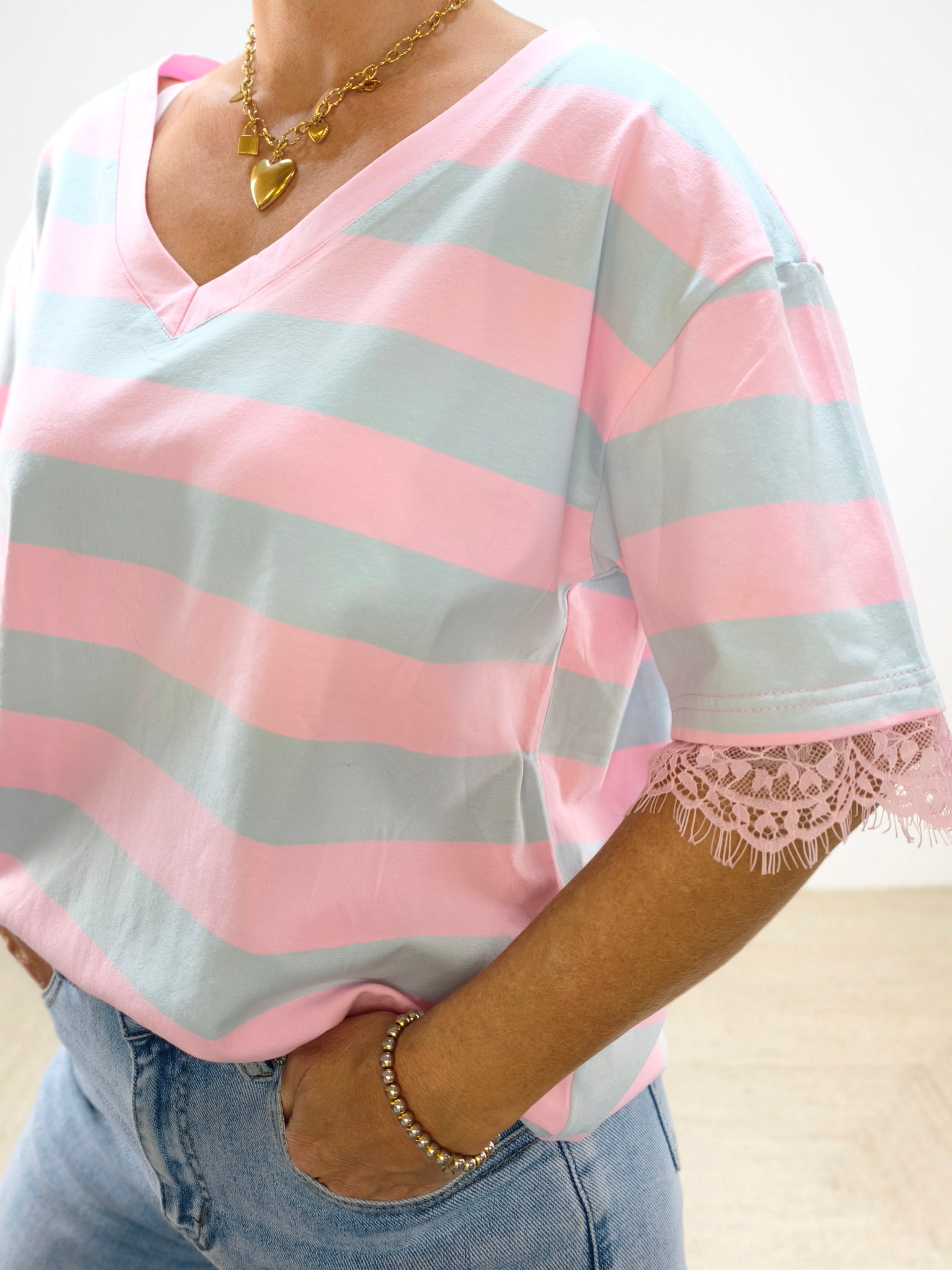 Shirt "Stripe" Rosa/Hellblau (38/40 & 42/44)