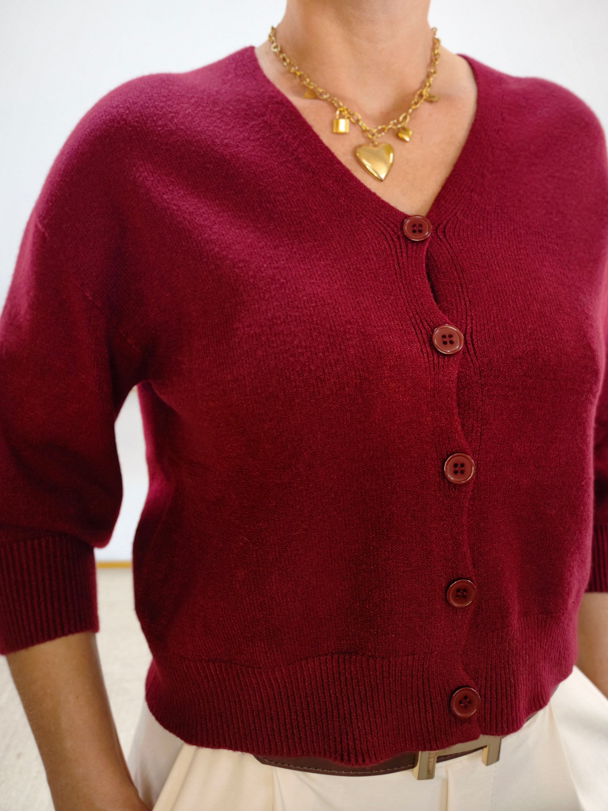 Strickjacke "Steffi" Uni Burgundy (36-40)