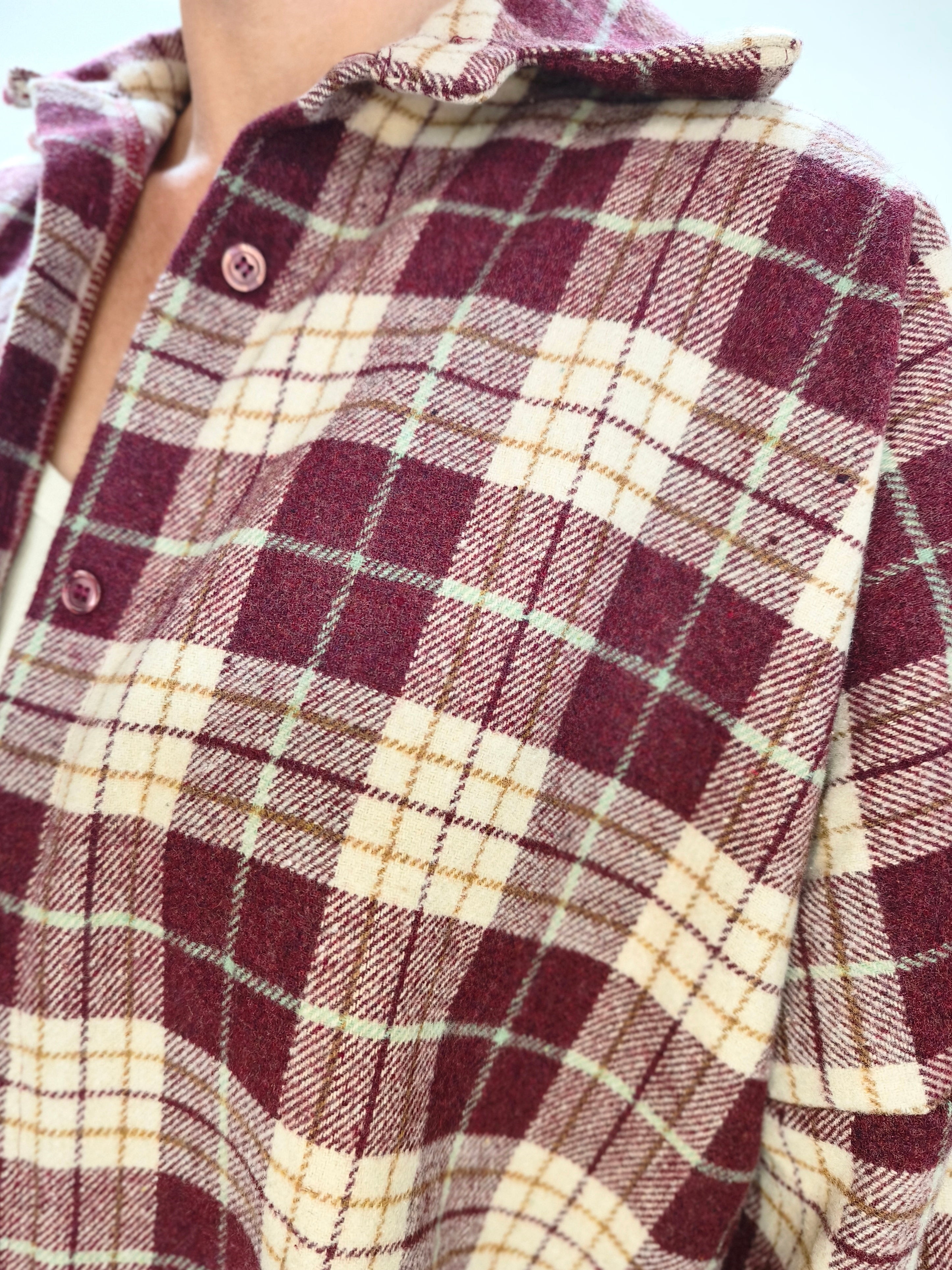Lässiges Baumwoll - Karohemd Burgundy (38-44)