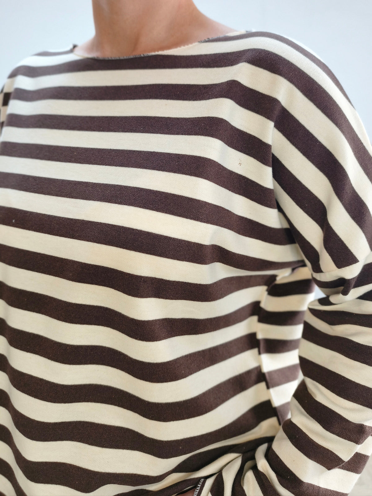 Baumwoll Langarm Shirt gestreift braun/beige (40-42/44)