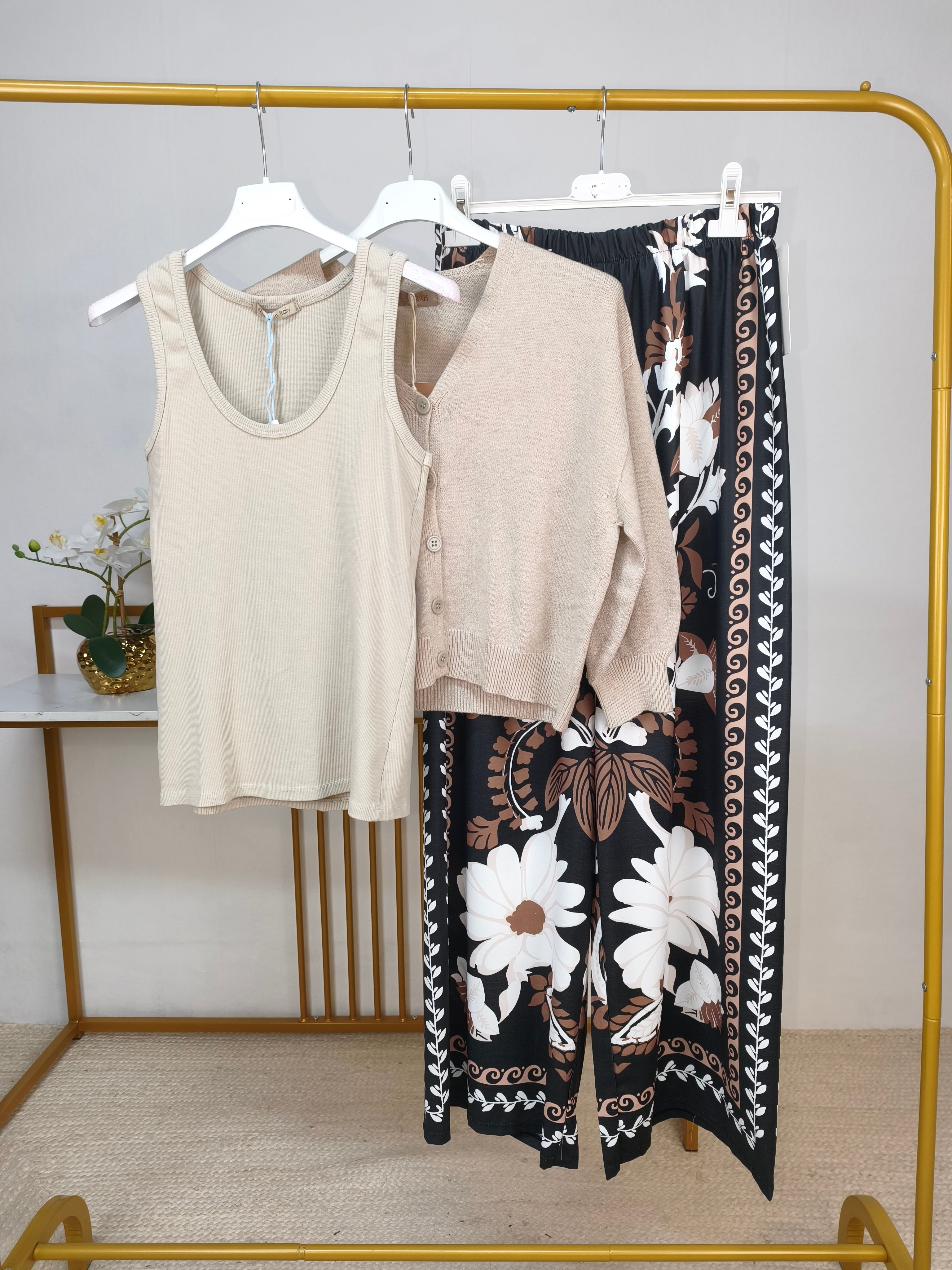 Stimmiges Outfit Set beige-schwarz (36-40)