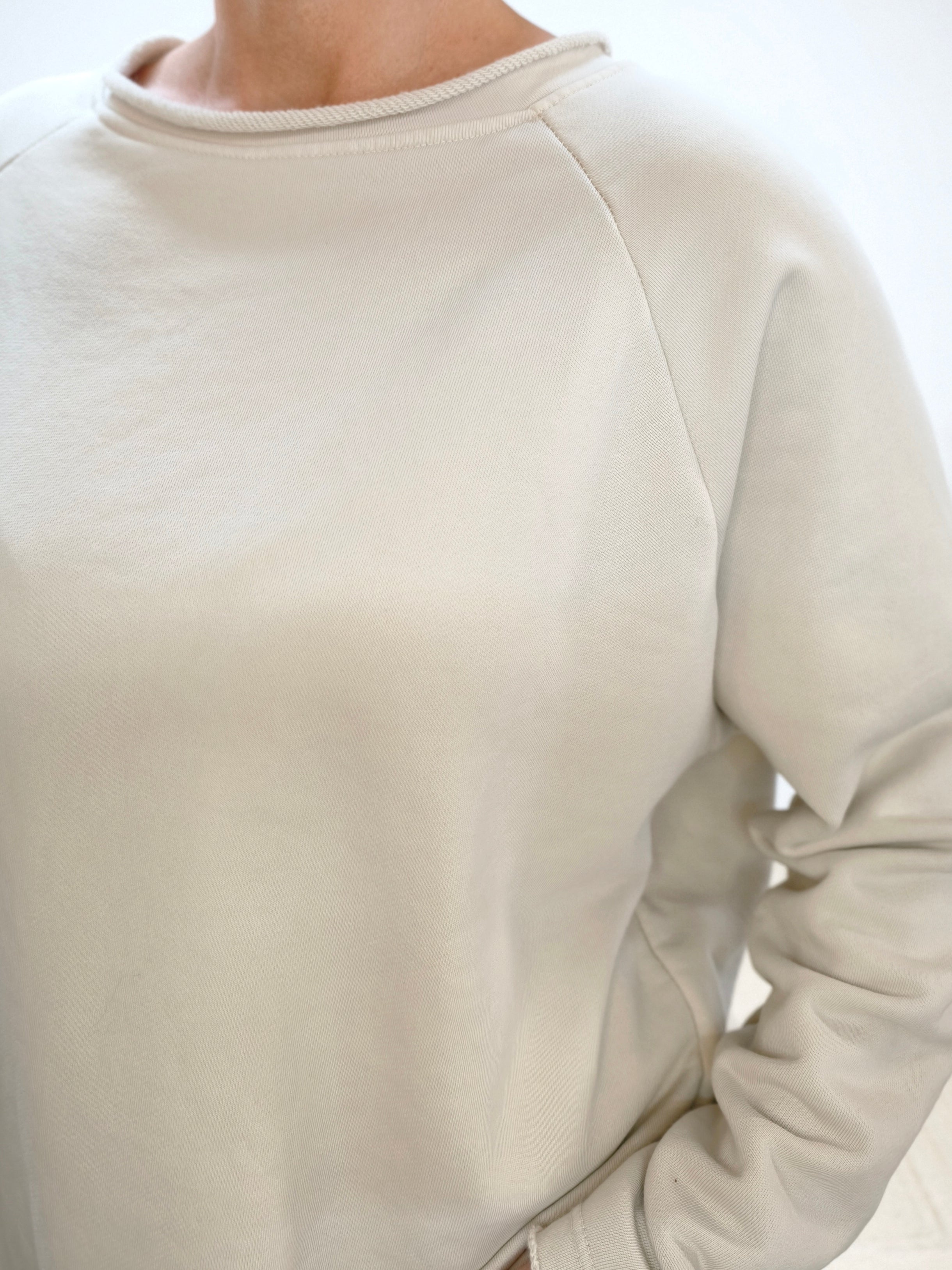 Einfarbiges Sweatshirt aus Baumwolle Beige (40-44)