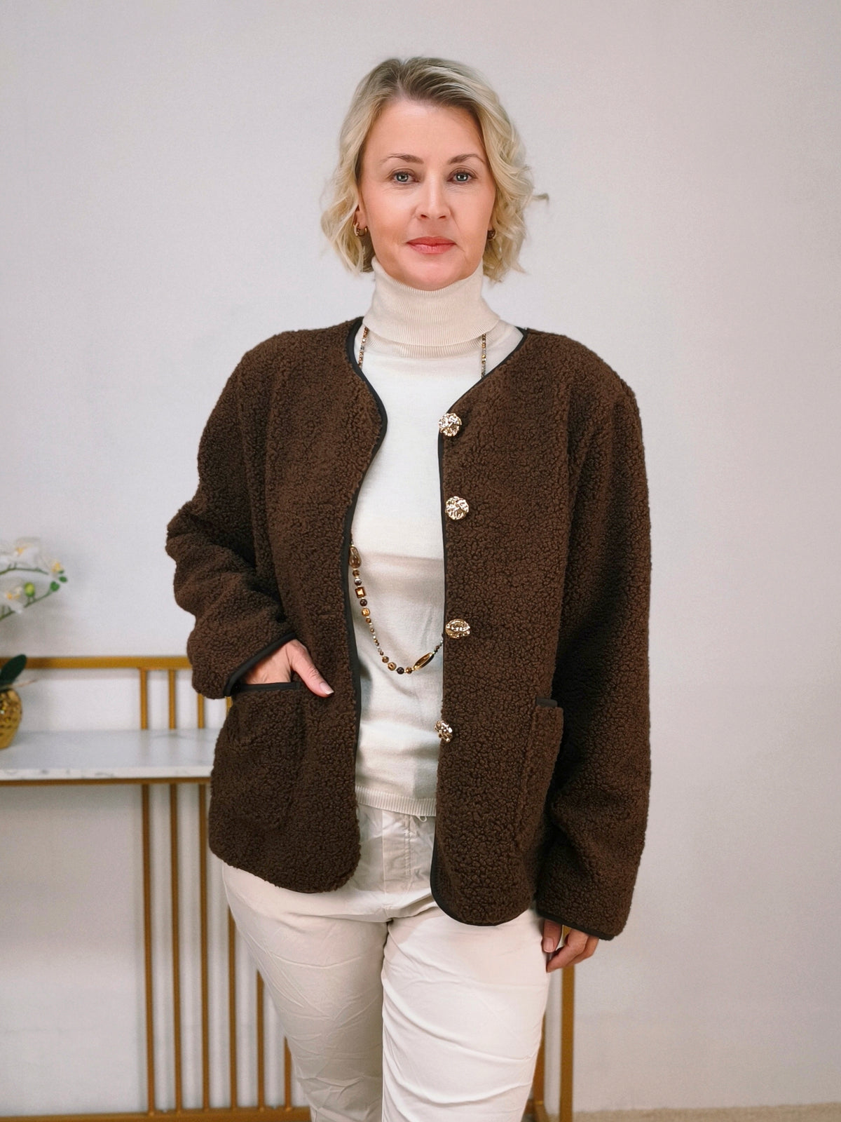 Teddy Jacke Dunkelbraun (38-42/44)