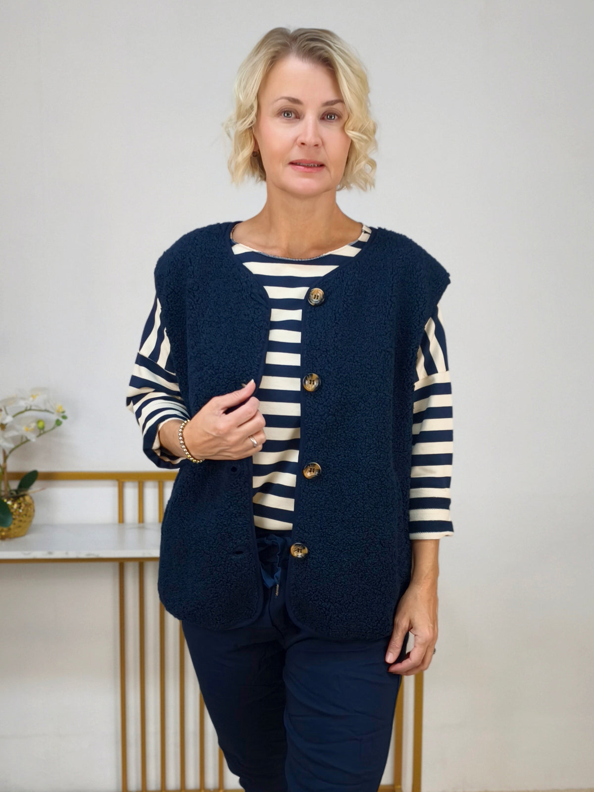 Teddy-Bouclé Weste Dunkelblau (38-42/44)