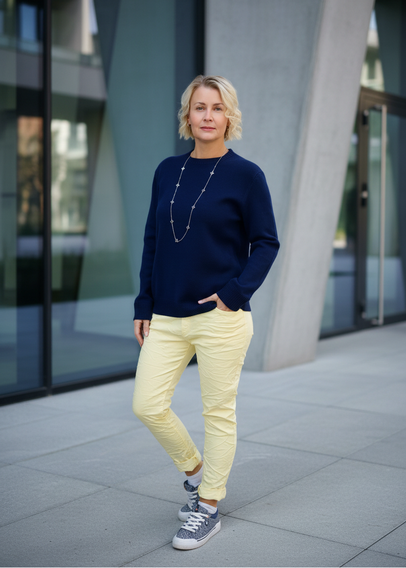Feinstrick Pullover unifarben in dunkelblau (38-42)