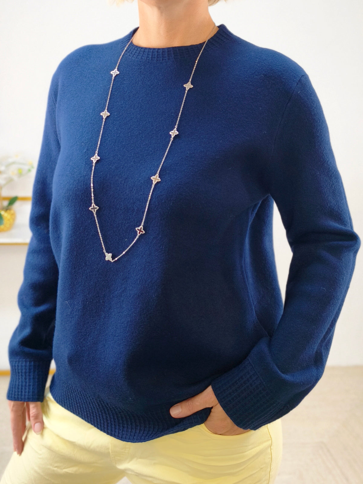 Feinstrick Pullover unifarben in dunkelblau (38-42)