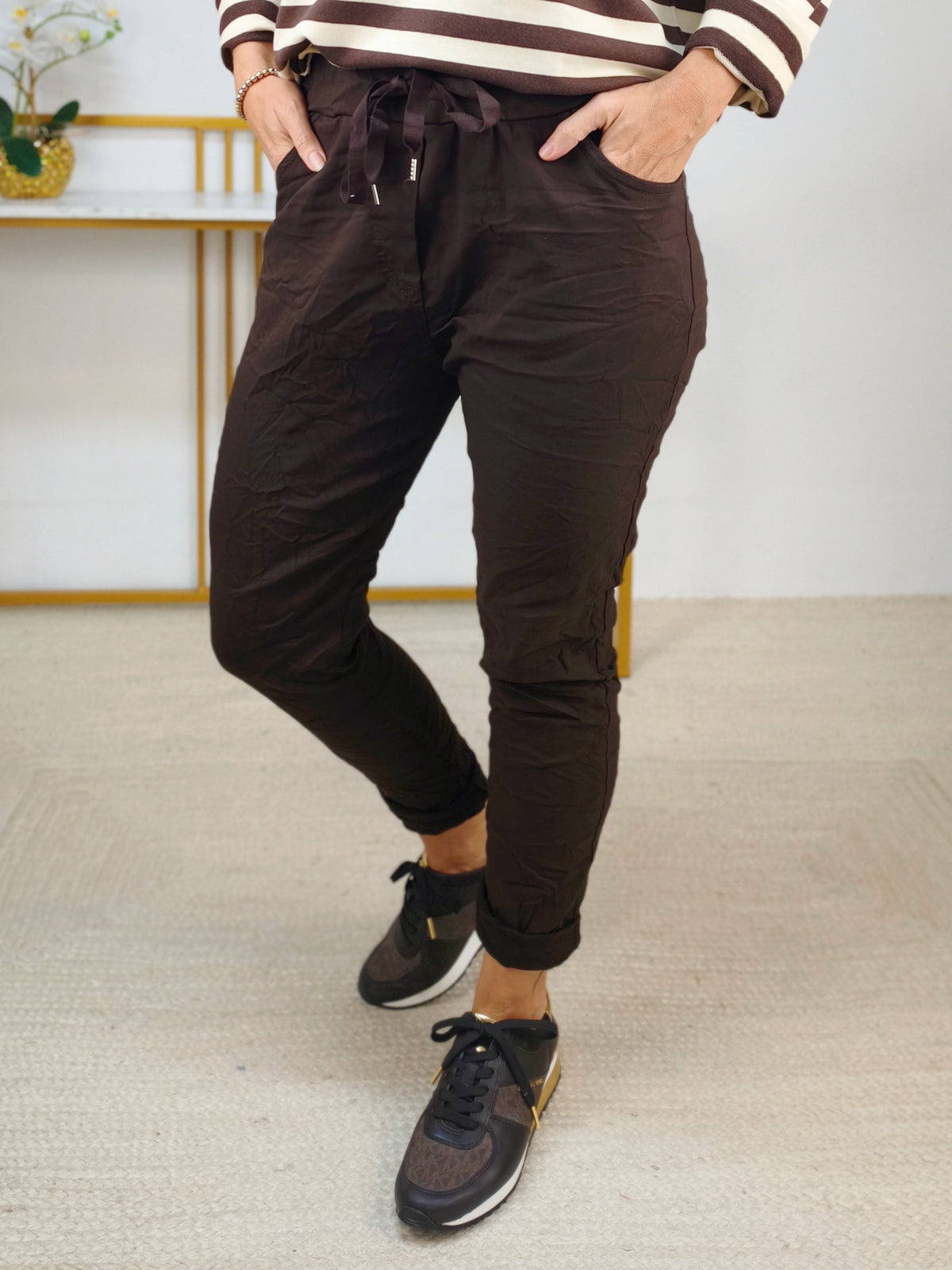 Stretchhose/Joggpant Schokobraun (36-42/44)