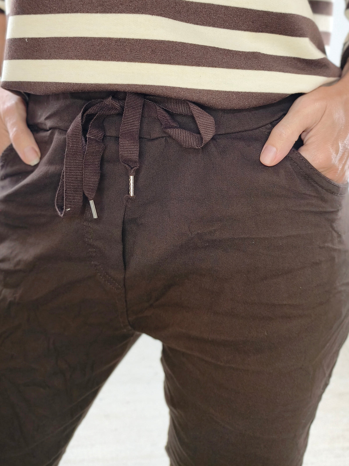 Stretchhose/Joggpant Schokobraun (36-42/44)