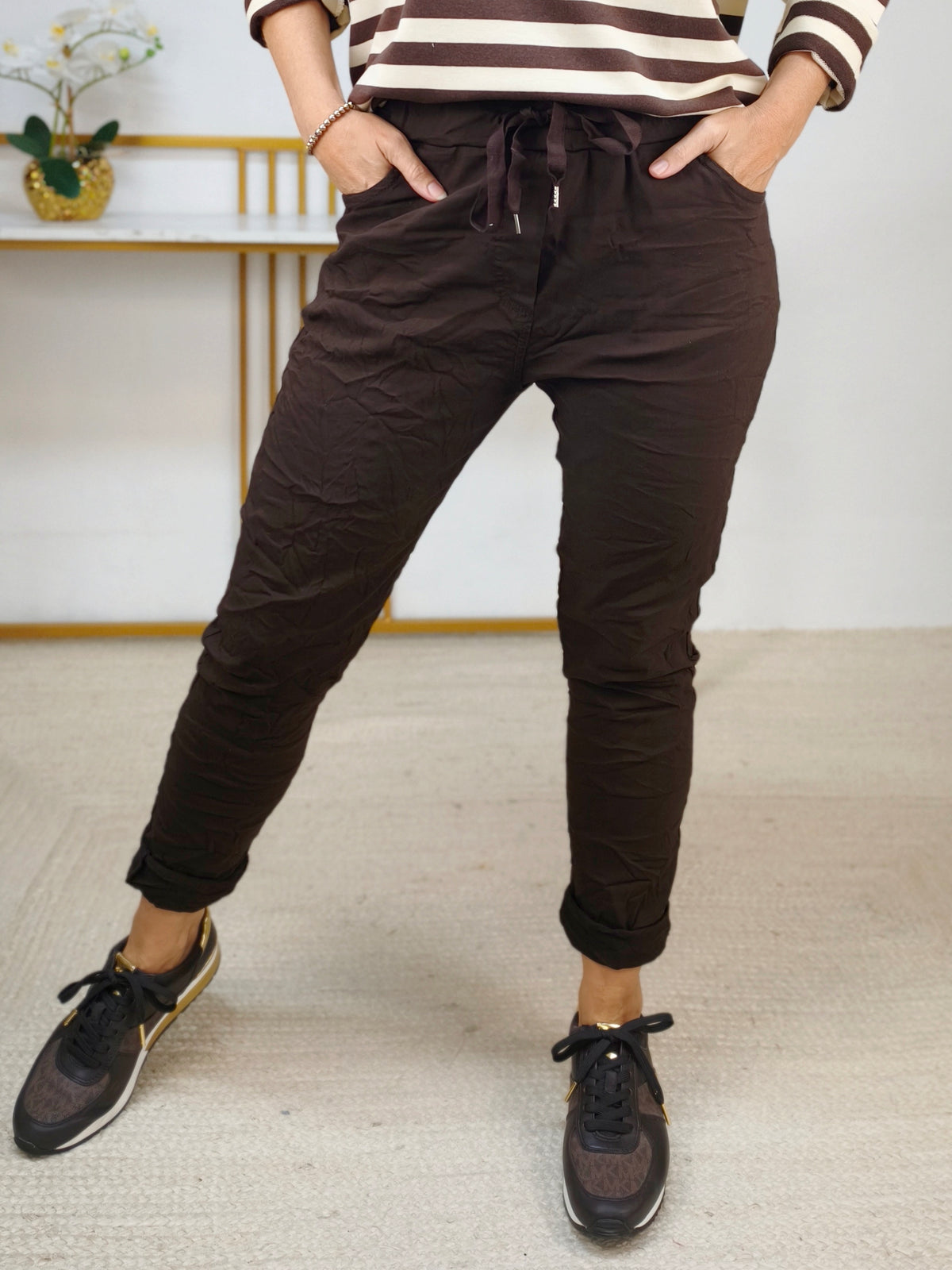 Stretchhose/Joggpant Schokobraun (36-42/44)