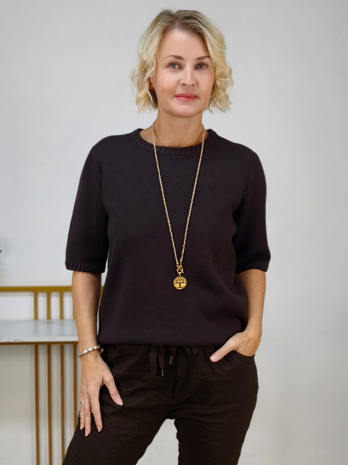 Pullover "Maja" unifarben Schokobraun (36-42)