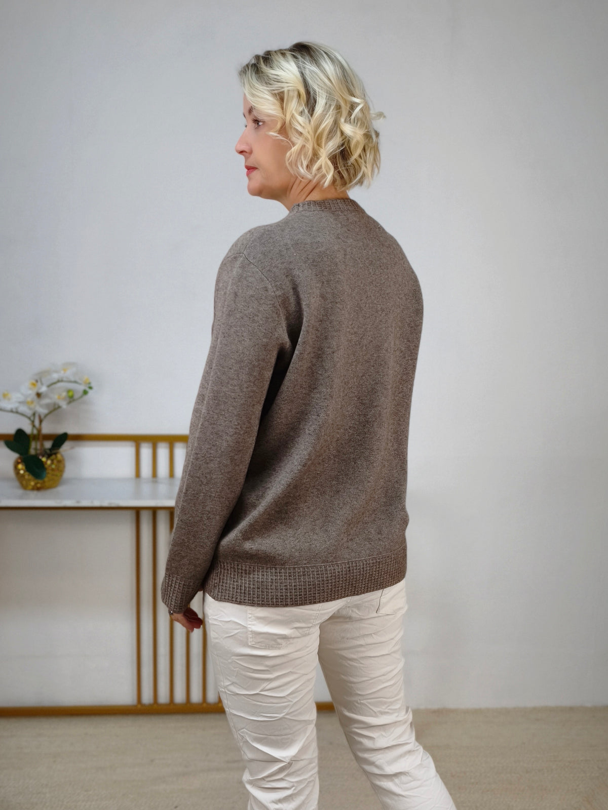 Feinstrick Pullover unifarben in Braun (38-42)