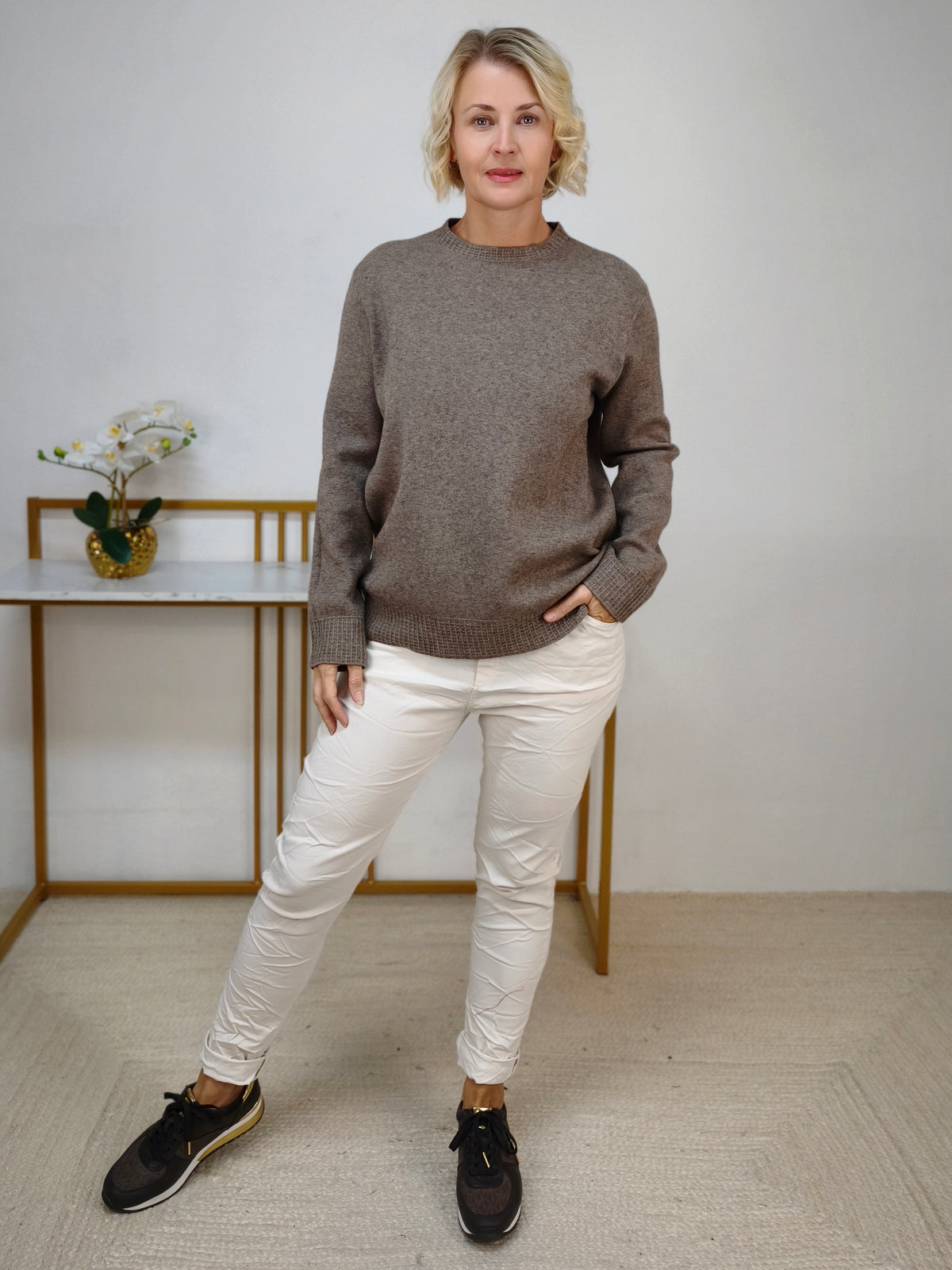 Feinstrick Pullover unifarben in Braun (38-42)