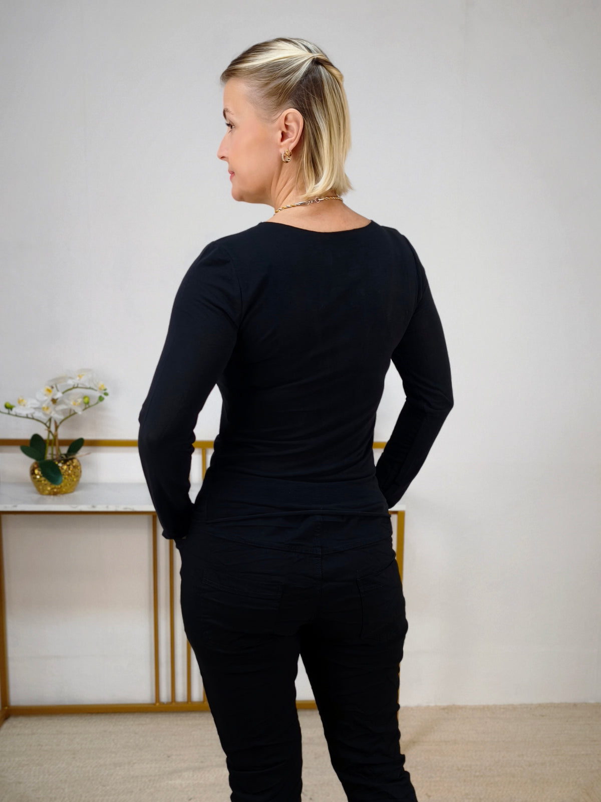 Kashmire Longsleeve uni Schwarz (36-40/42)