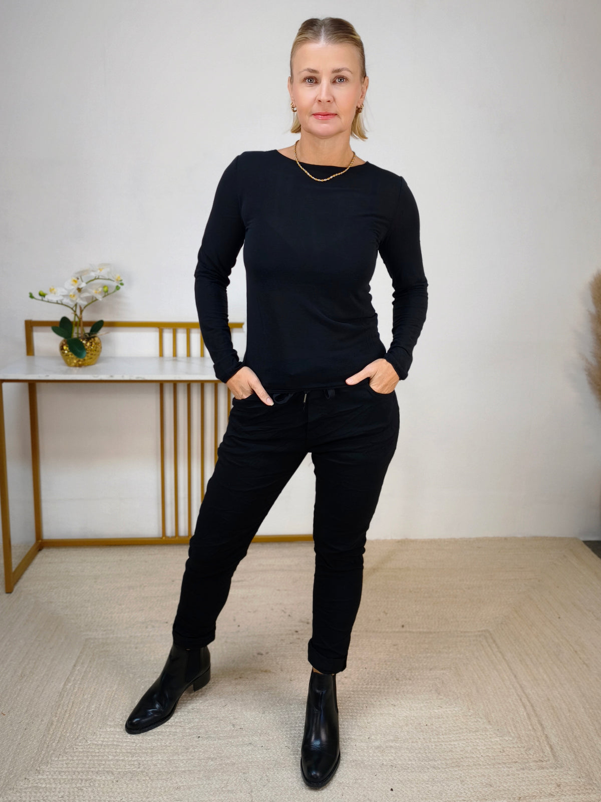 Kashmire Longsleeve uni Schwarz (36-40/42)