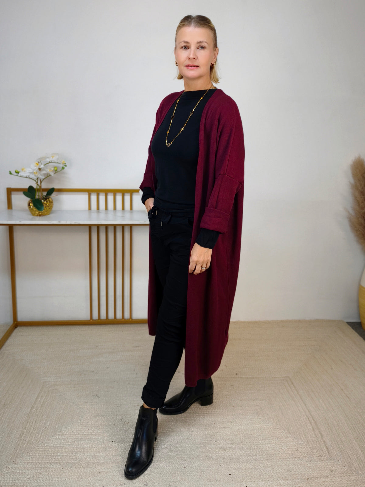 Long Cardigan Burgundy (40-44/46)