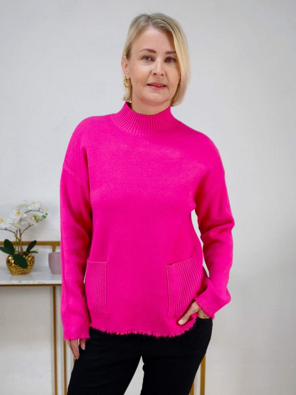 Pullover mit Turtle Neck Pink (38-42)