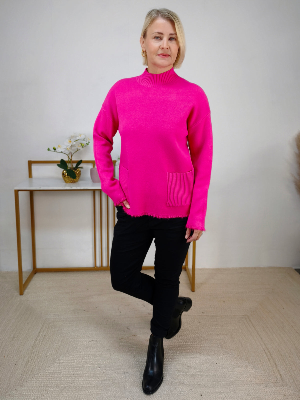 Pullover mit Turtle Neck Pink (38-42)
