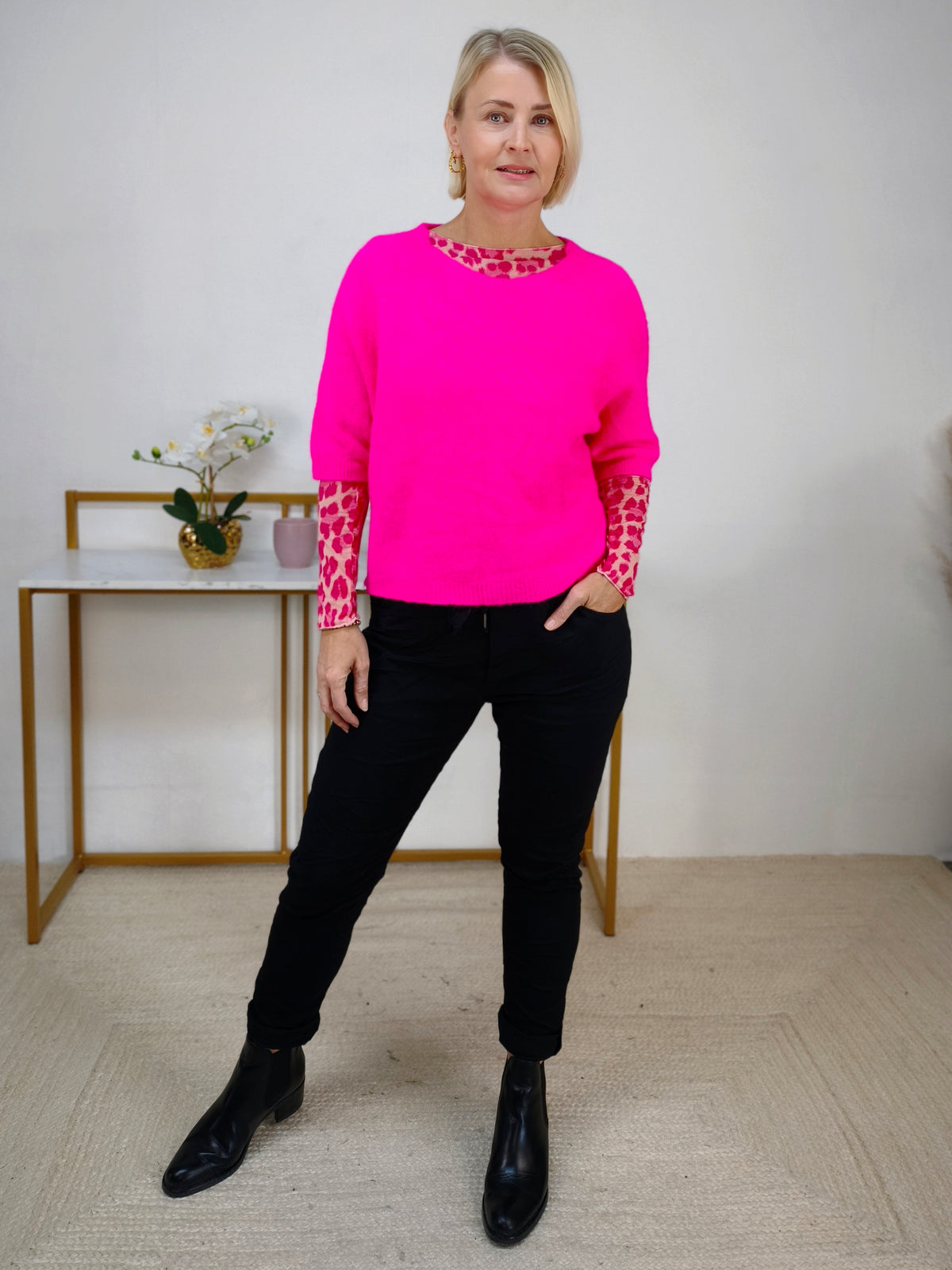 Leichter Pullover Kurzarm in pink (36-42)