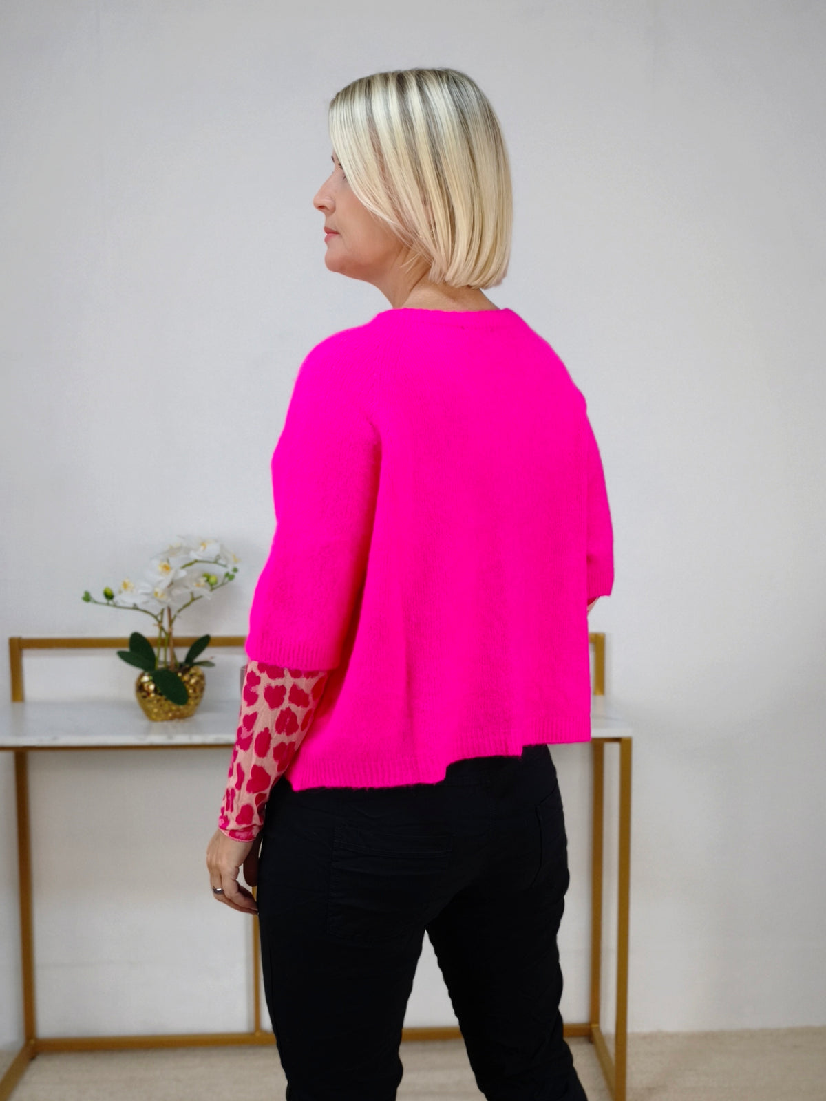 Leichter Pullover Kurzarm in pink (36-42)