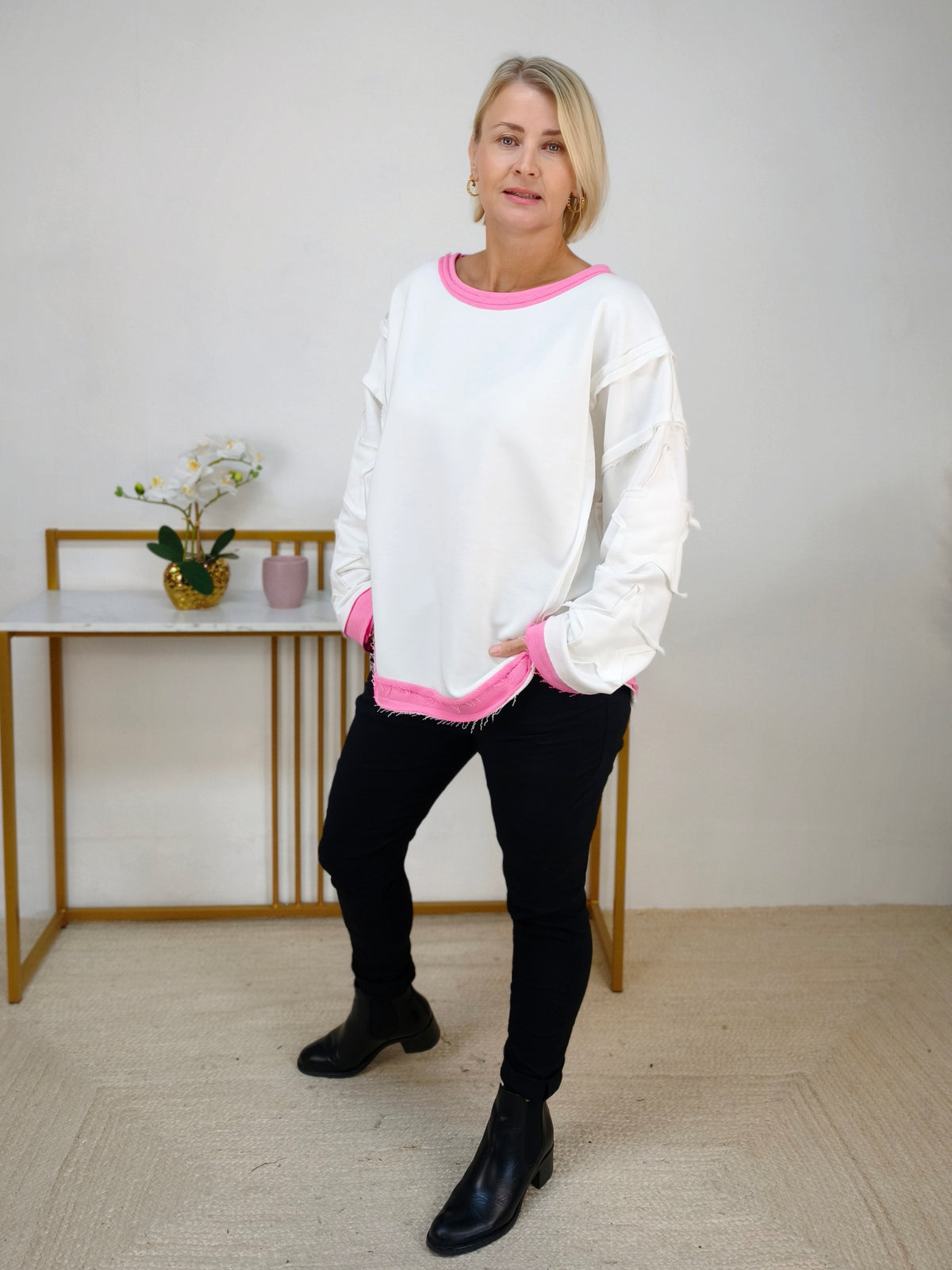 Sweatshirt "Star" Weiss/Rosa (40-44)