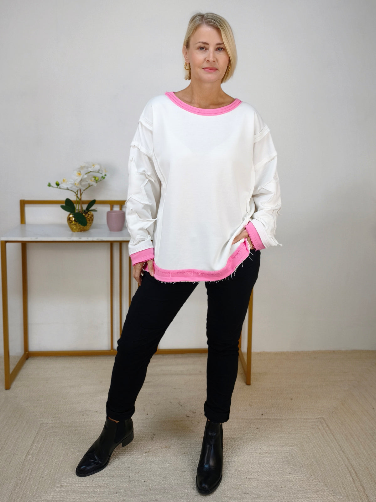 Sweatshirt "Star" Weiss/Rosa (40-44)