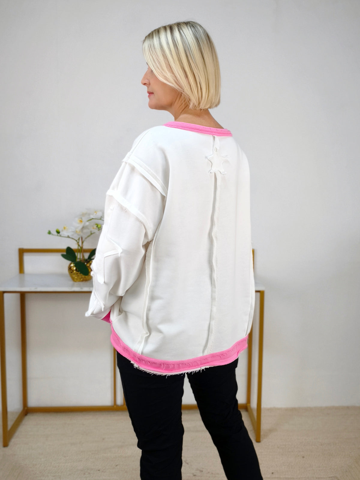 Sweatshirt "Star" Weiss/Rosa (40-44)