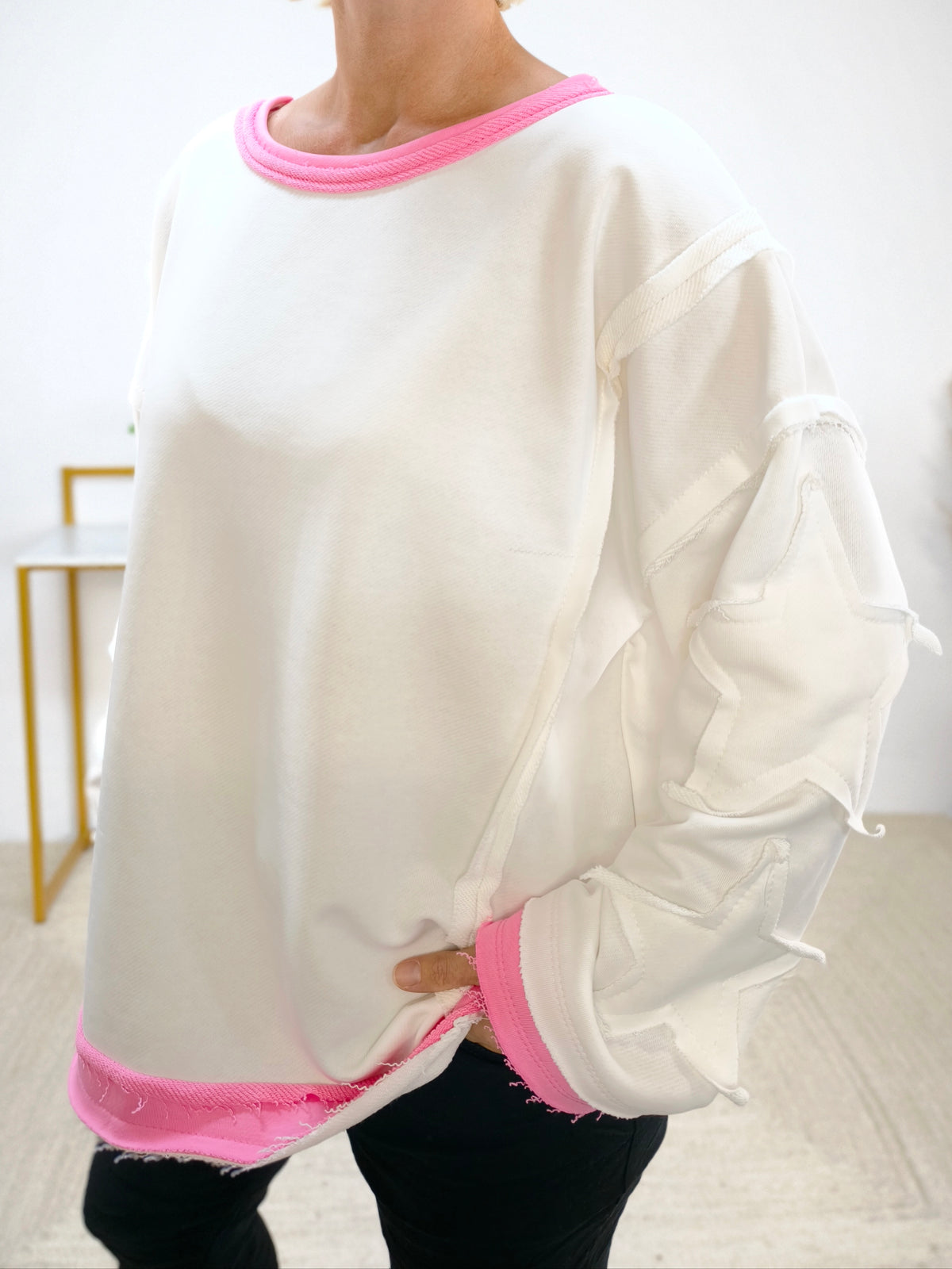 Sweatshirt "Star" Weiss/Rosa (40-44)
