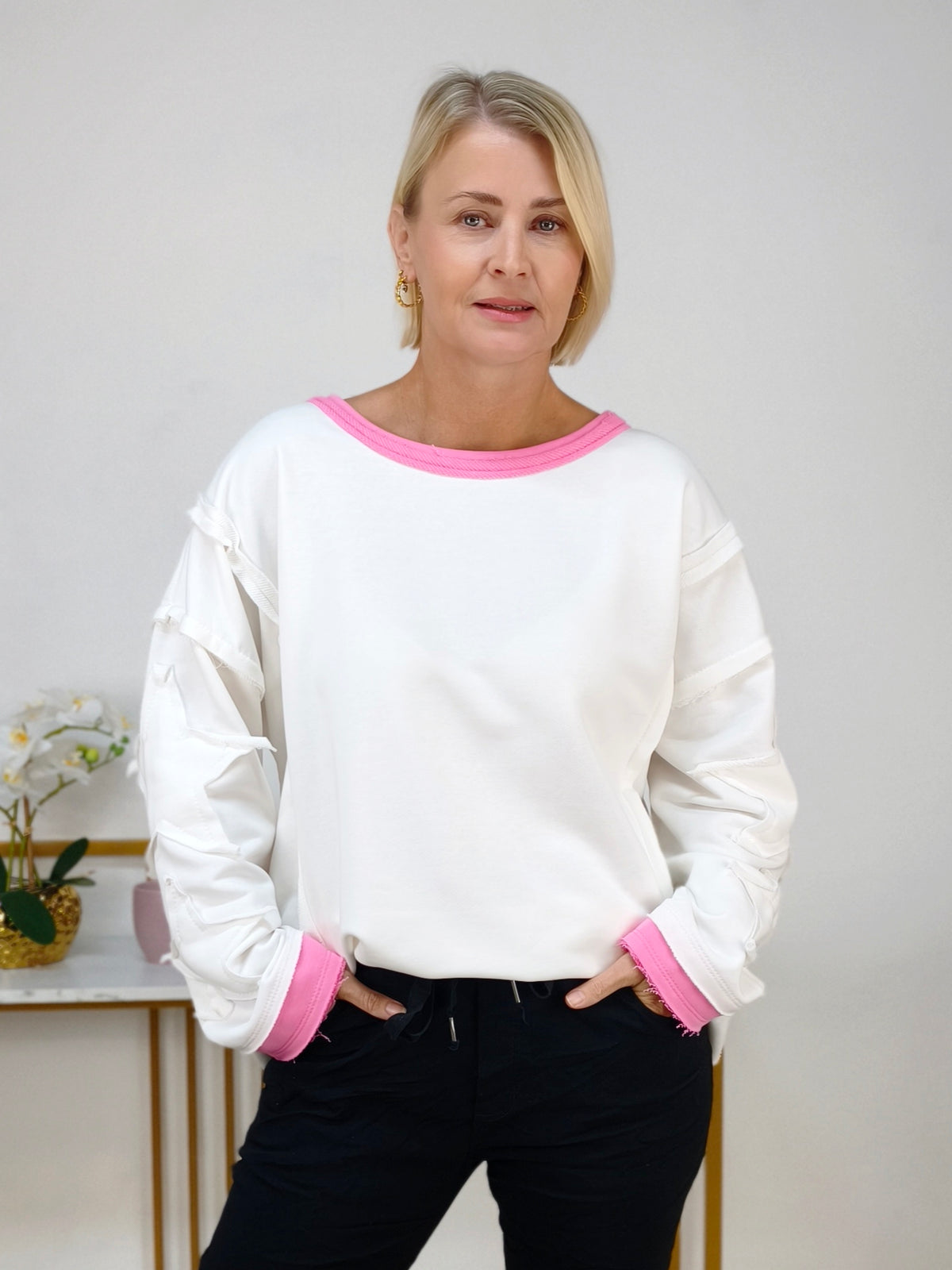 Sweatshirt "Star" Weiss/Rosa (40-44)