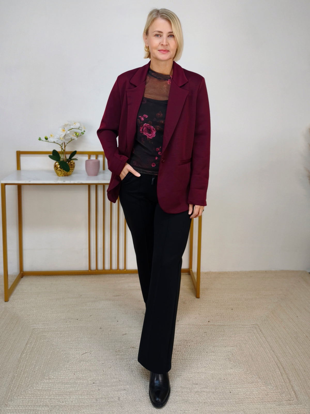 Weicher, sportlicher Blazer in Burgundy (36-40/42)