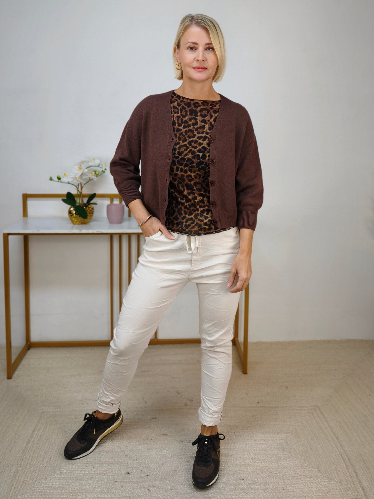 Strickjacke "Steffi" Uni Dunkelbraun (36-40)