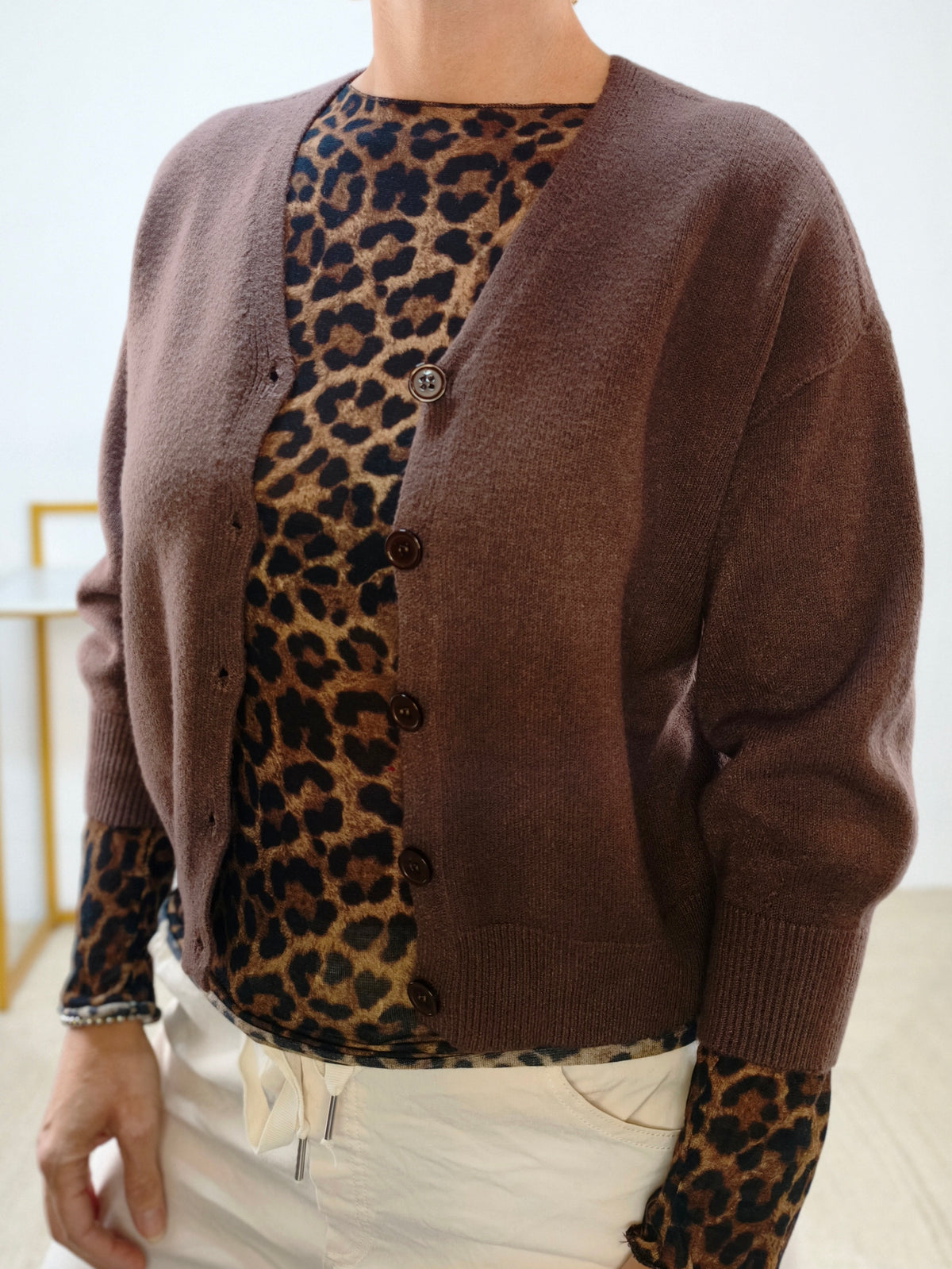 Strickjacke "Steffi" Uni Dunkelbraun (36-40)
