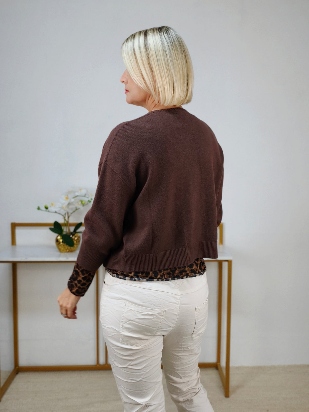 Strickjacke "Steffi" Uni Dunkelbraun (36-40)