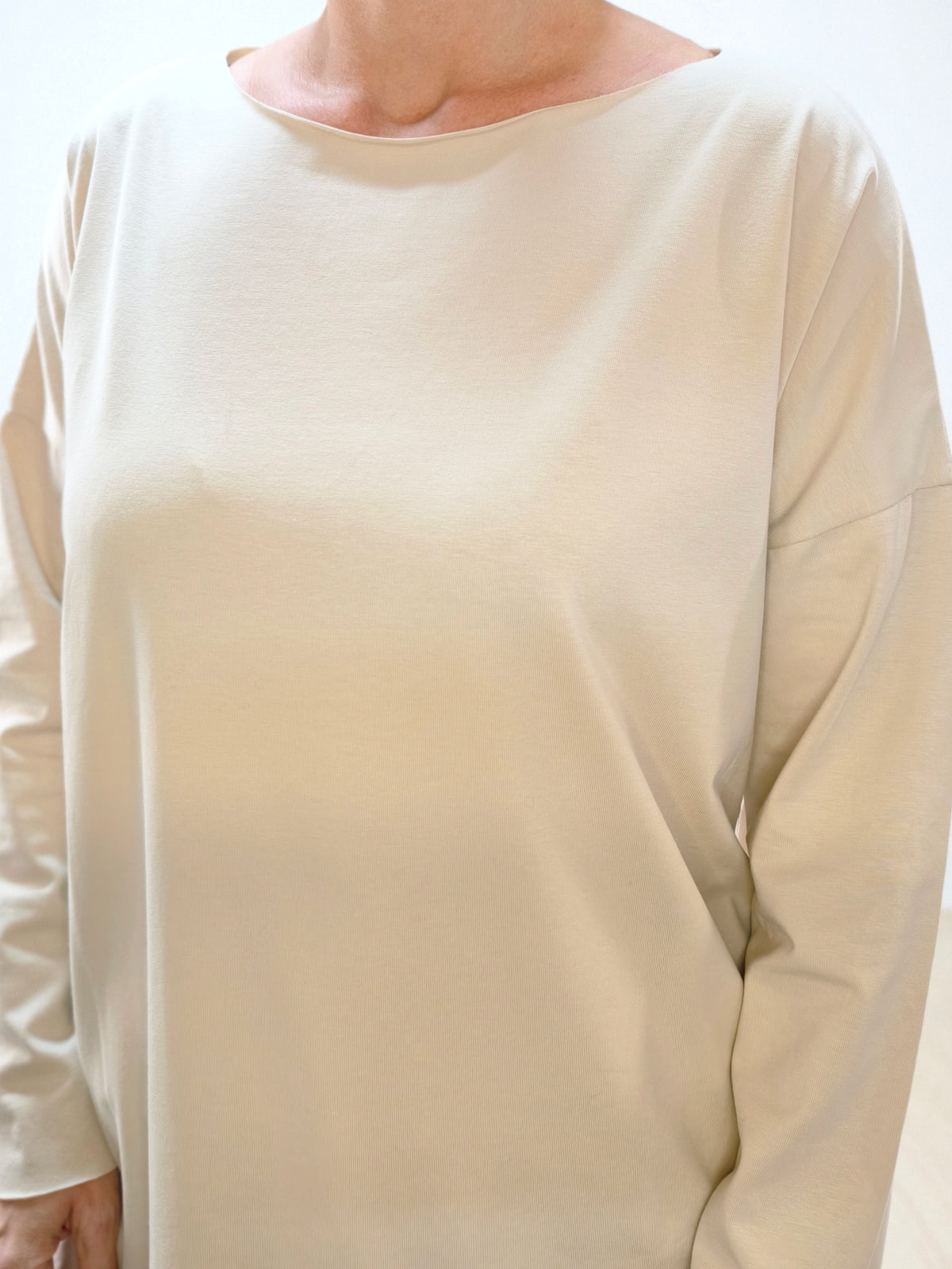 Langarm Baumwolle Shirt einfarbig Beige (40-42/44)