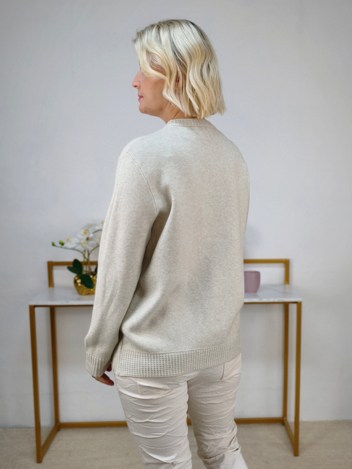 Feinstrick Pullover unifarben in Beige (38-42)