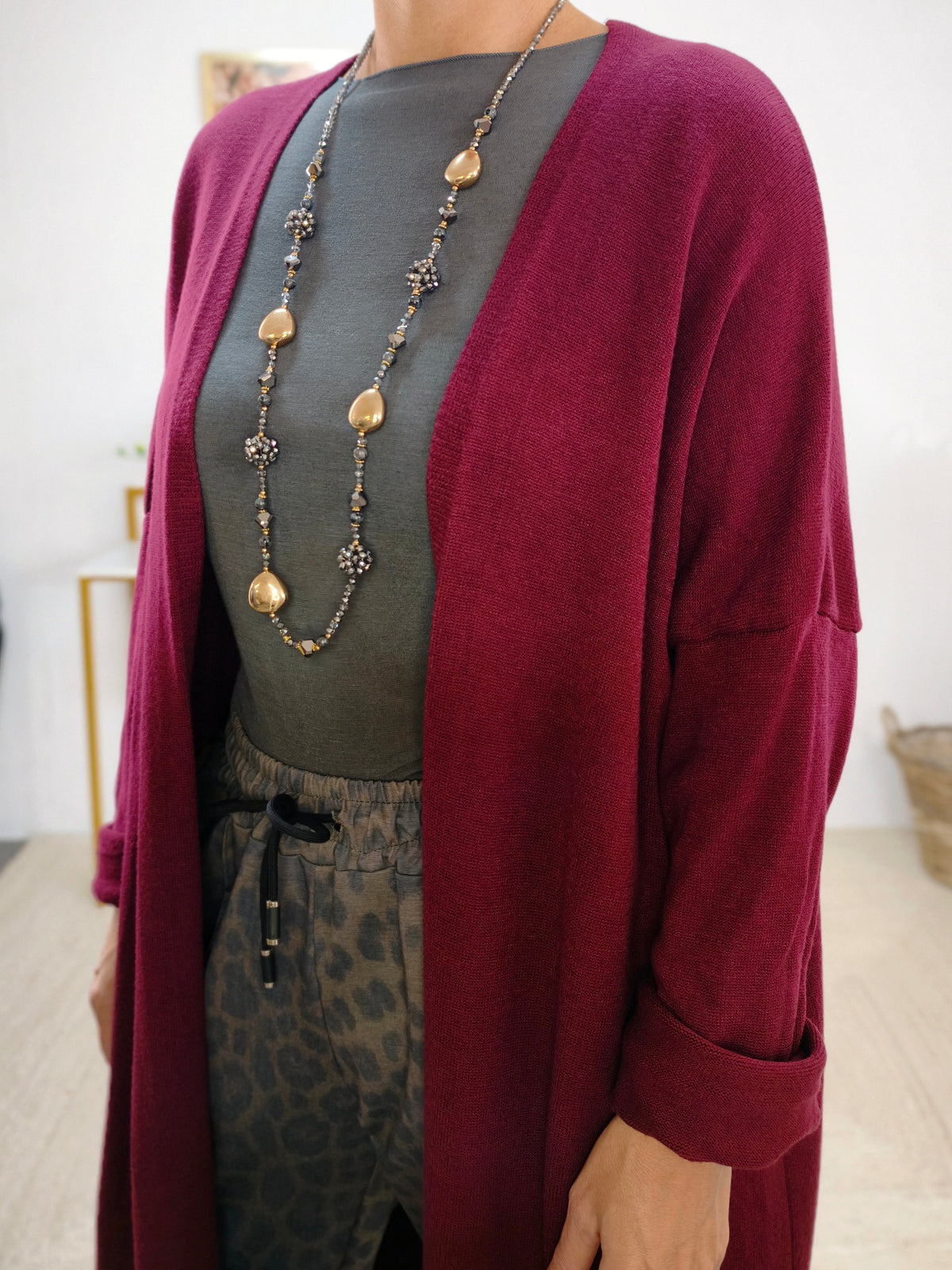 Long Cardigan Burgundy (40-44/46)