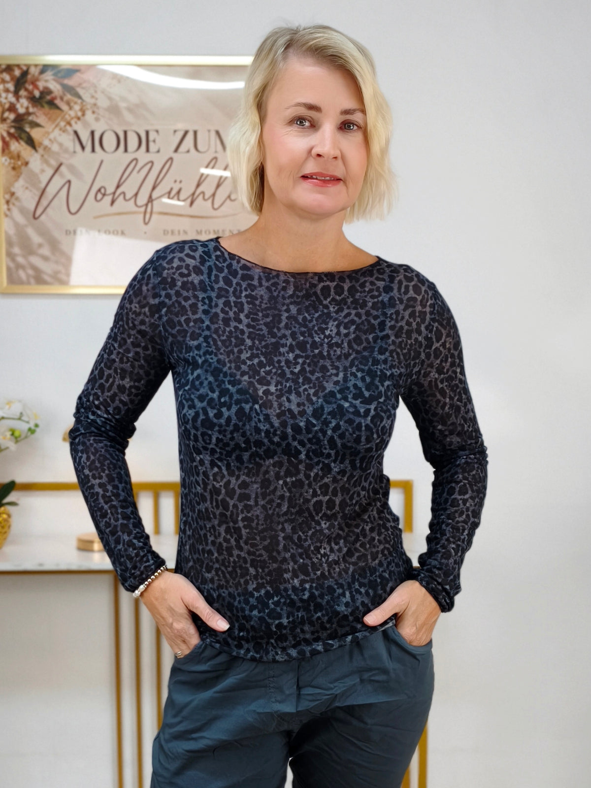 Kashmire Longsleeve Leo Grau/Schwarz (36-40/42)